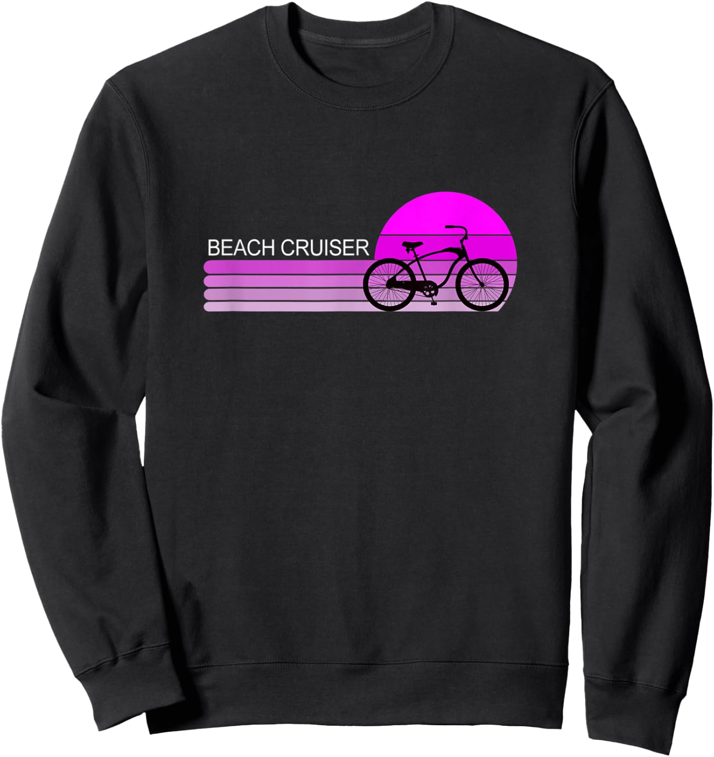 Pink Sunset Beach Cruiser For Bicycle Bike Cycle Owners Women Kids Sweatshirt - Sweatshirt | Black