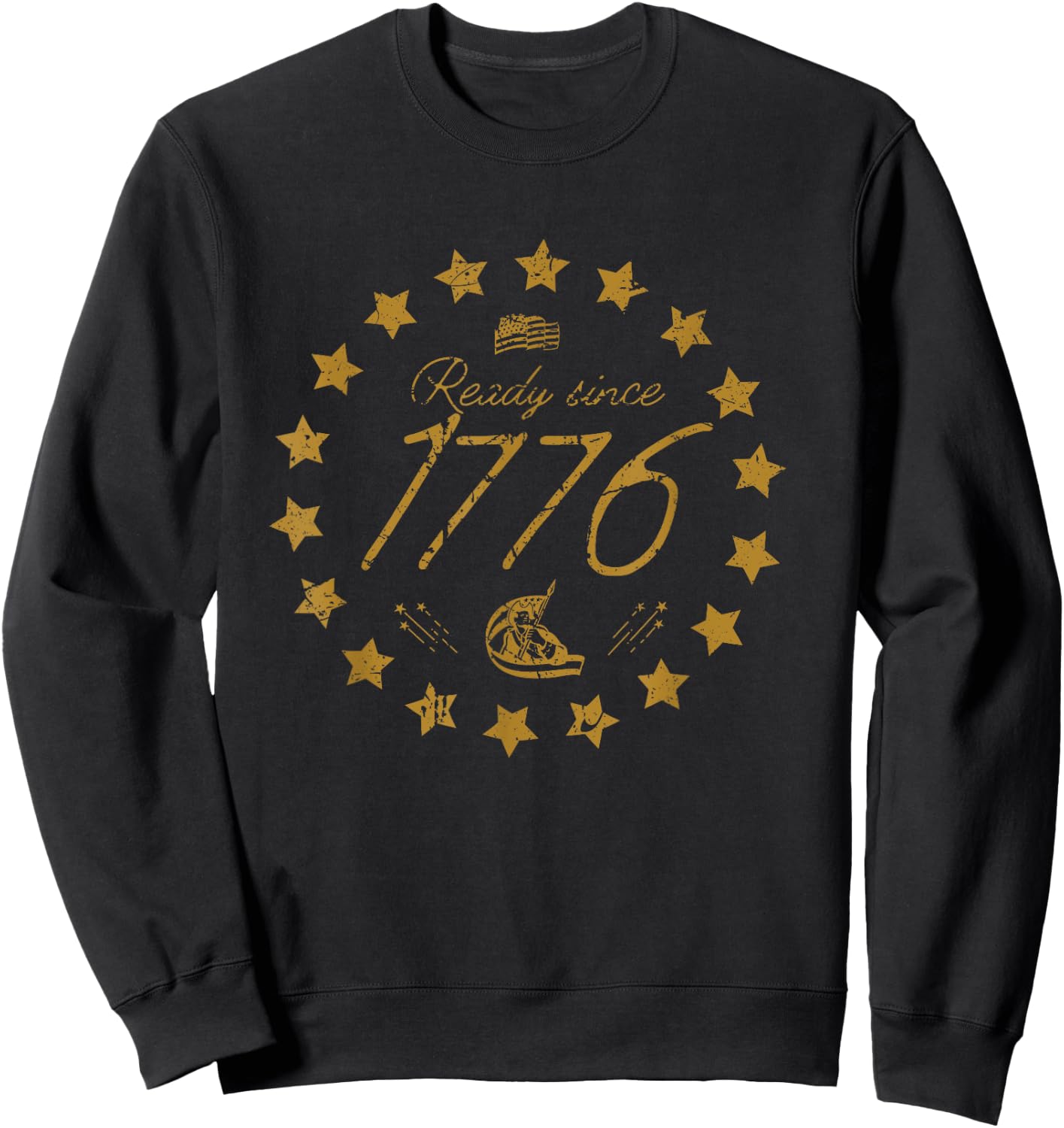 Ready Since 1776 Patriotic Stars Emblem Men Sweatshirt - Sweatshirt | Black