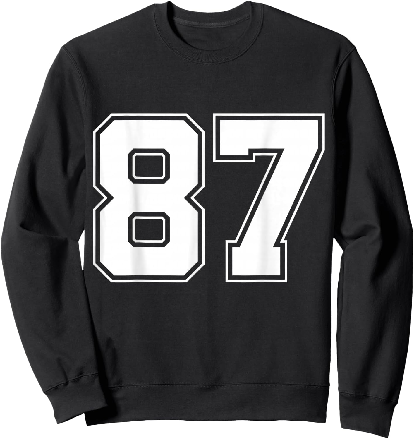 Number 87 Big Bold Capital Varsity Alphabet Monogram Sweatshirt - Sweatshirt | Black