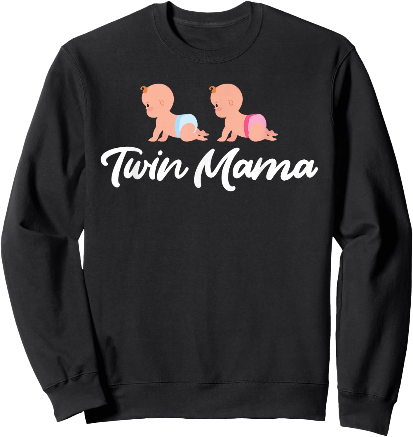 Twin Mothers Pregnancy TWIN MAMA with Twins Sweatshirt - Sweatshirt | Black