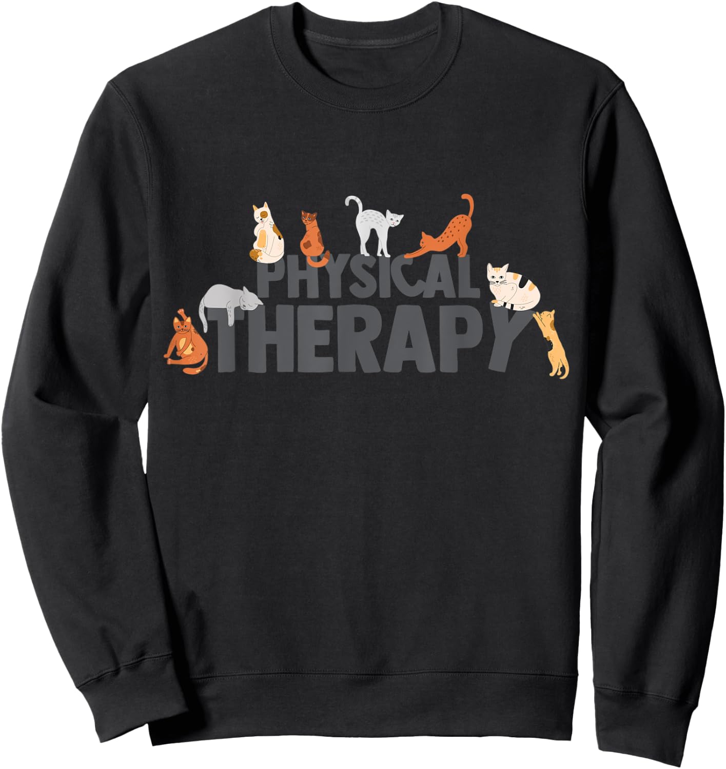 Physical Therapy Funny Cat Pose Men Women Sweatshirt - Sweatshirt | Black