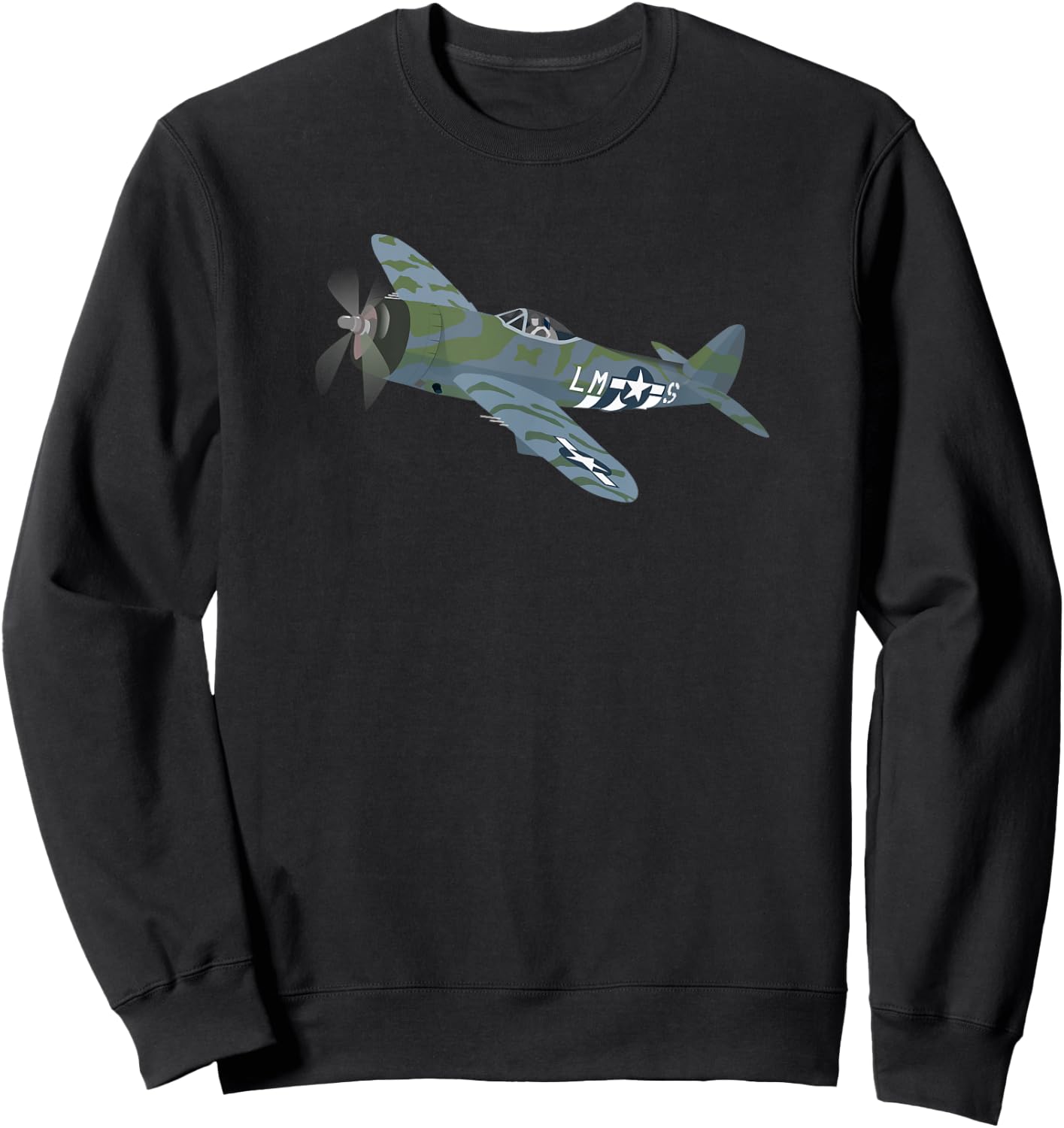 P-47 Thunderbolt Military Vintage Aircraft Sweatshirt - Sweatshirt | Black