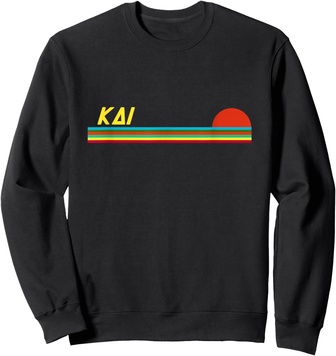 Kai First Name Logo Retro Sunset Surfer Style Kai Sweatshirt - Sweatshirt | Black