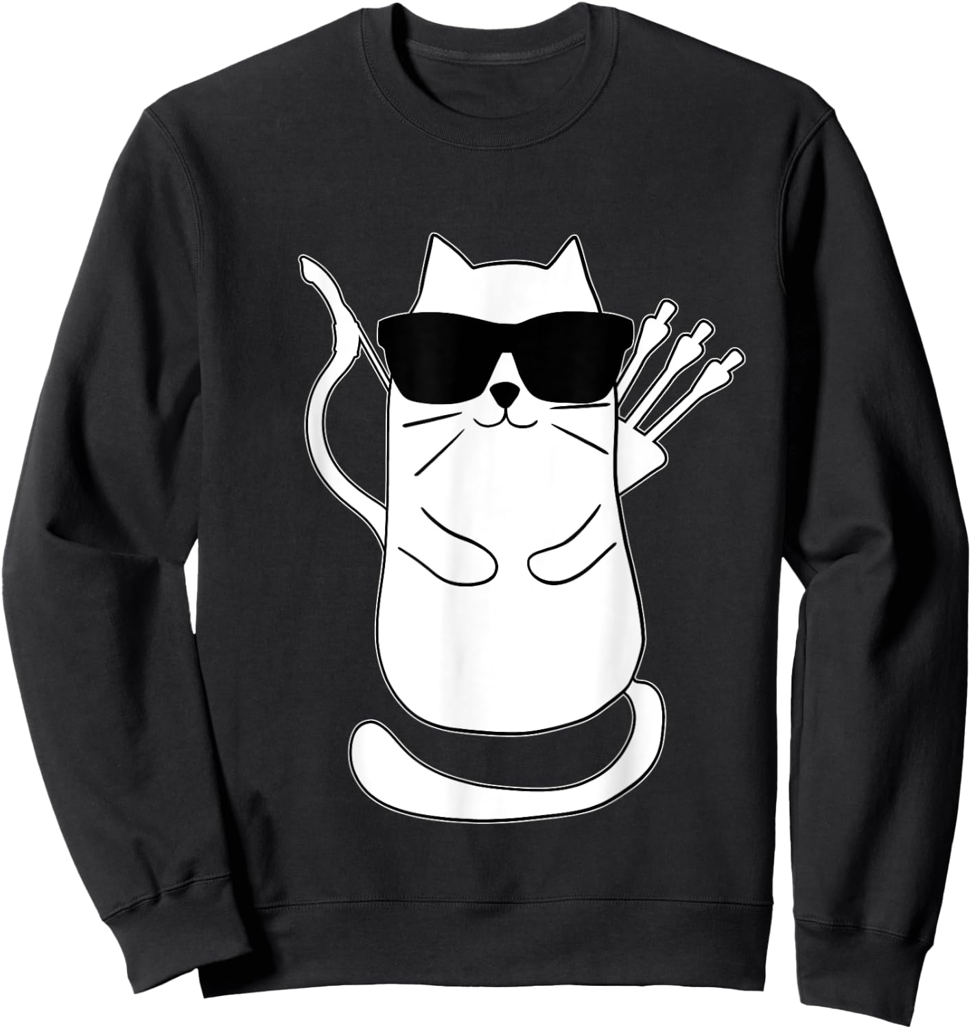 Funny Archery Cat Archer Bow Shooting Retro Vintage Women Kids Sweatshirt - Sweatshirt | Black