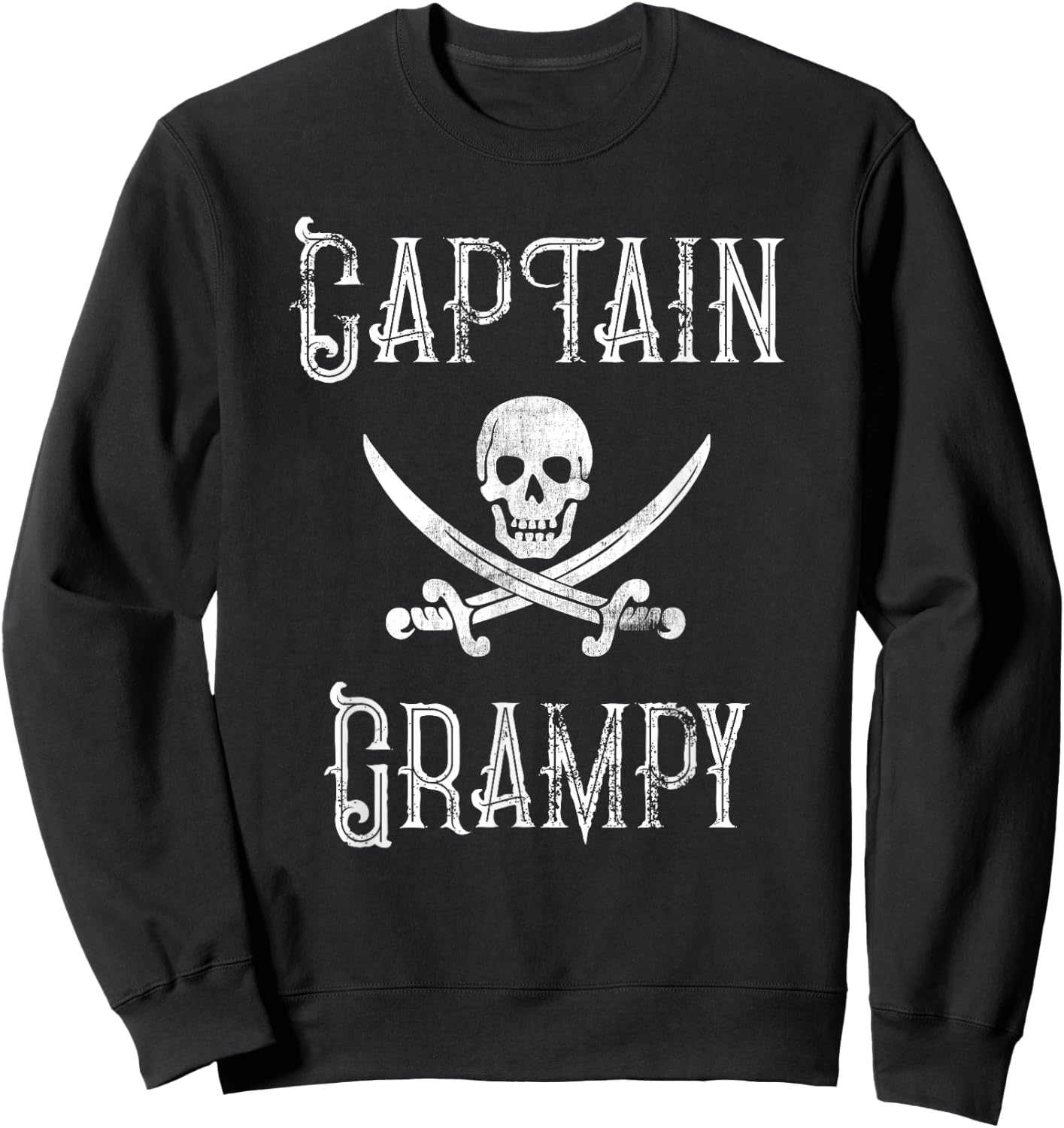 Captain Grampy Vintage Personalized Pirate Boating Grandpa Sweatshirt - Sweatshirt | Black