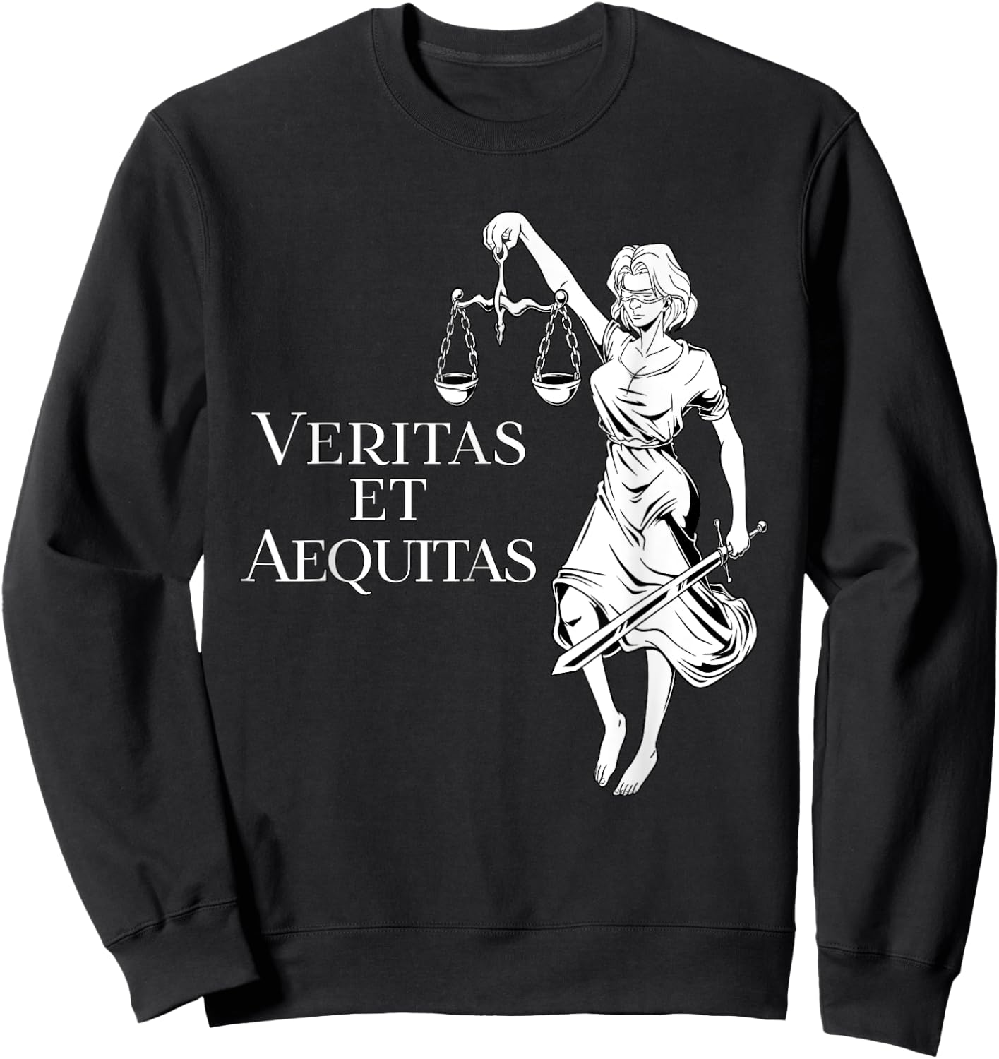 Veritas et Aequitas - Goddess Lady Justice Sweatshirt - Sweatshirt | Black