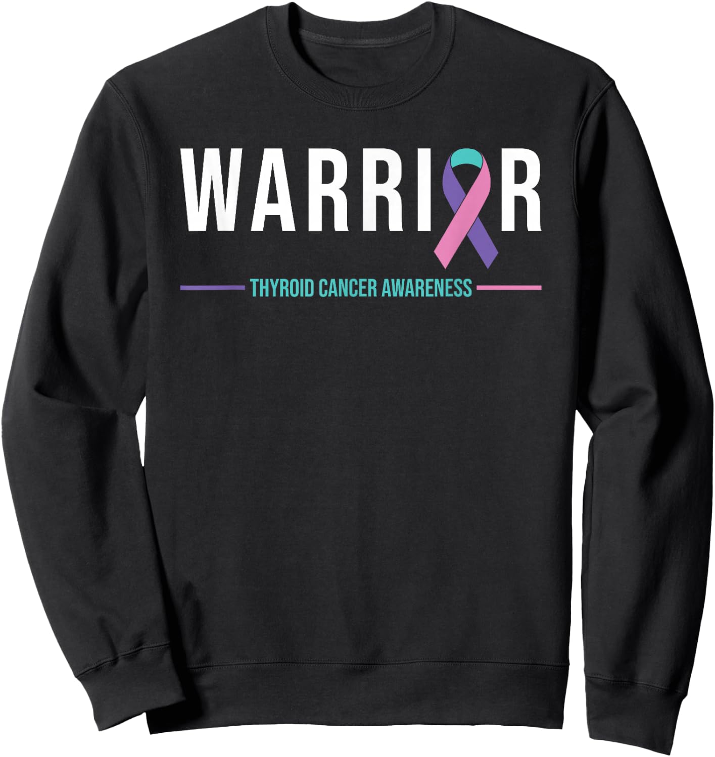 Thyroid Cancer Awareness Warrior Ribbon Recovery Sweatshirt - Sweatshirt | Black