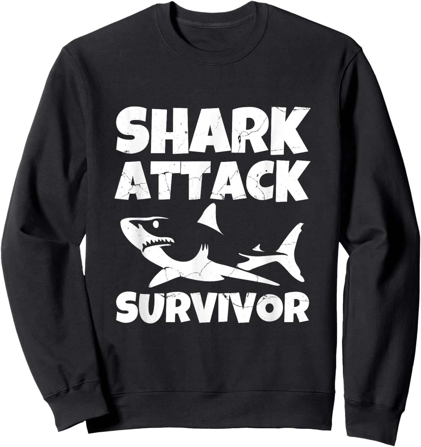 Shark Attack Survivor Grunge Sweatshirt - Sweatshirt | Black
