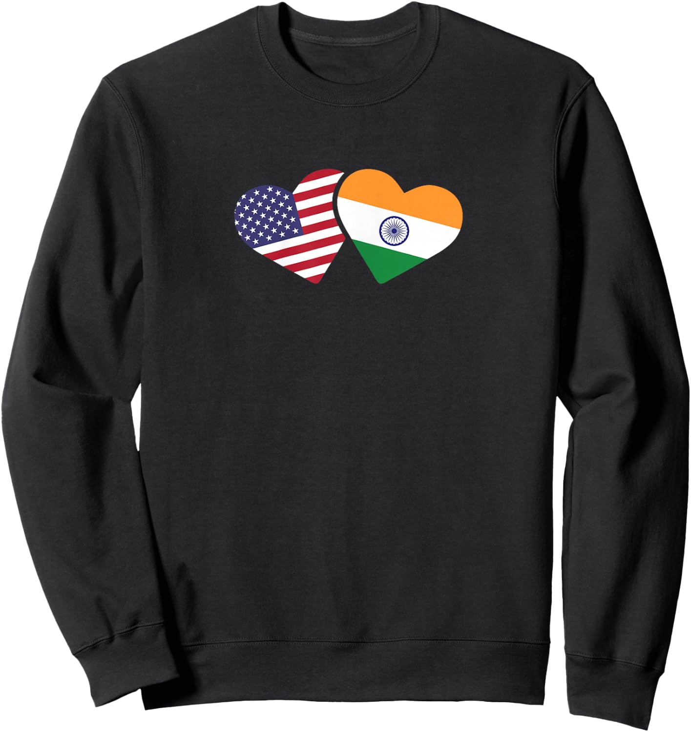 India USA Flag T Shirt Heart Indian American Love Sweatshirt - Sweatshirt | Black