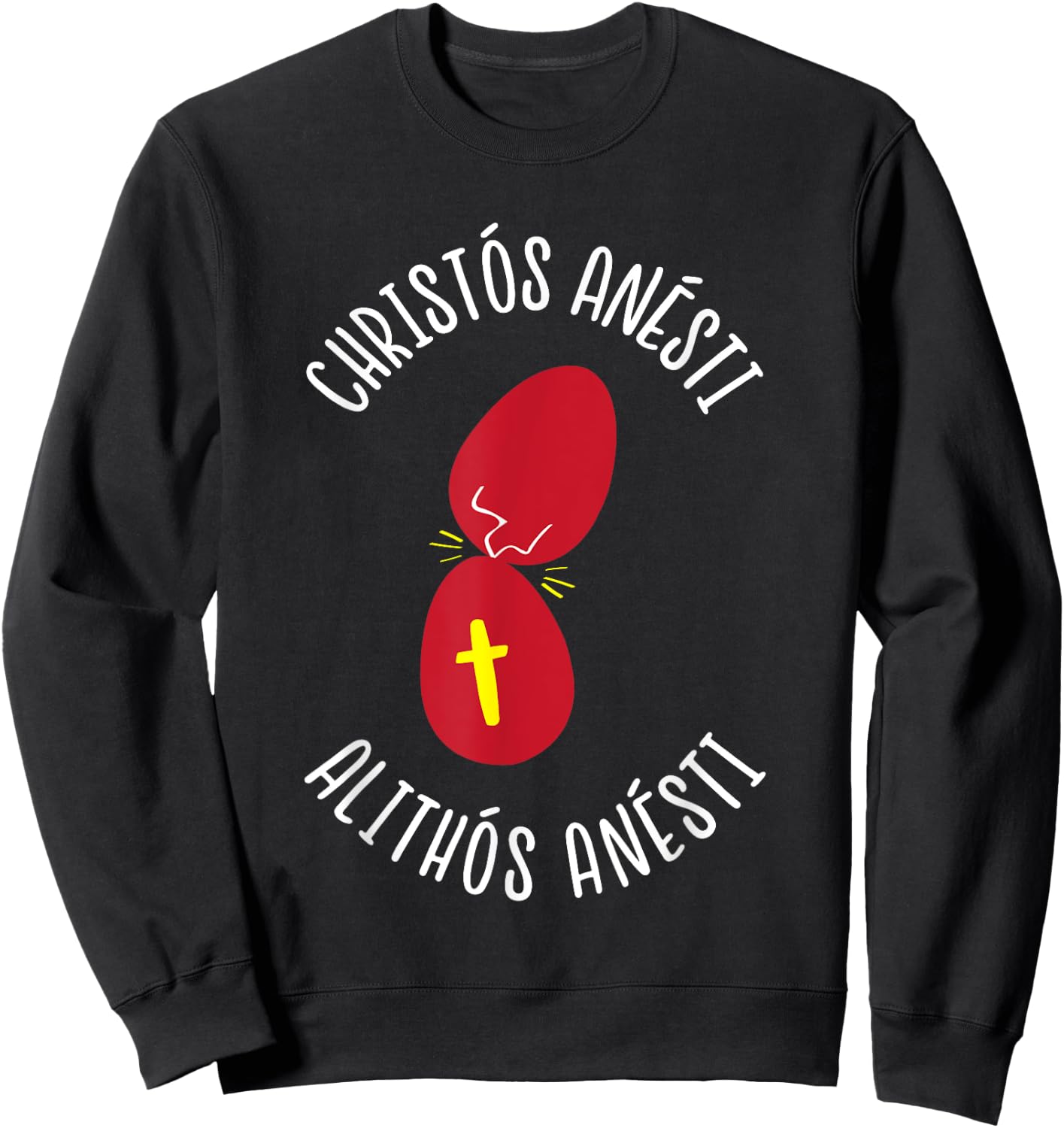 Greek Easter Tsougrisma Red Egg Tapping Game Sweatshirt - Sweatshirt | Black