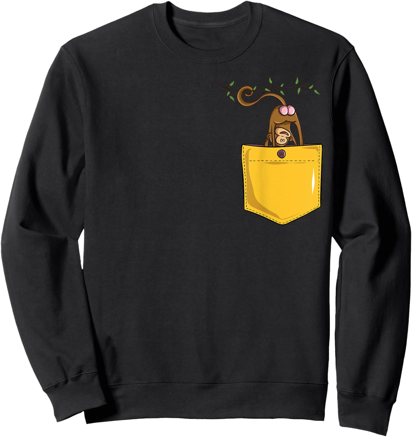 Monkey Butt in Pocket Funny Cute Animal Zoo Monkeys Sweatshirt - Sweatshirt | Black