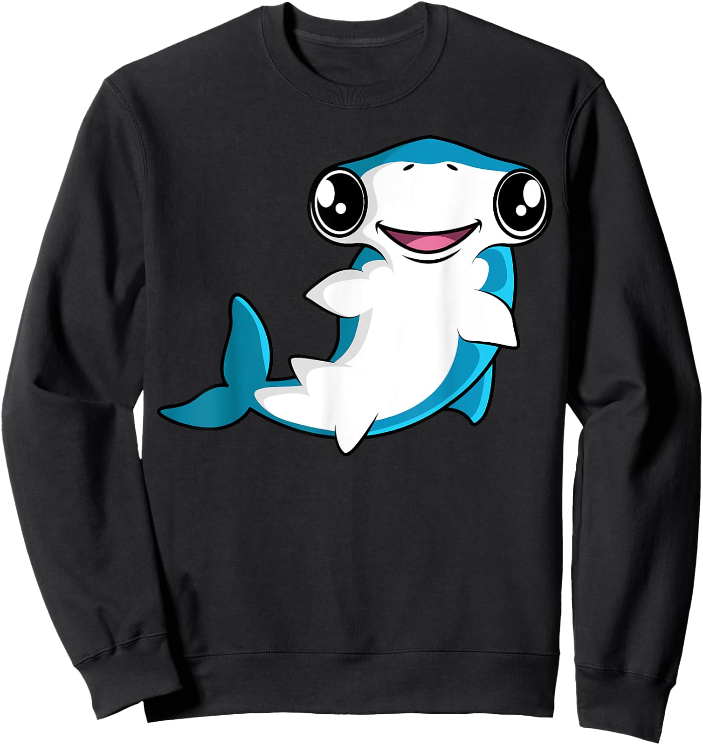 Kawaii Hammerhead Shark Sweatshirt - Sweatshirt | Black