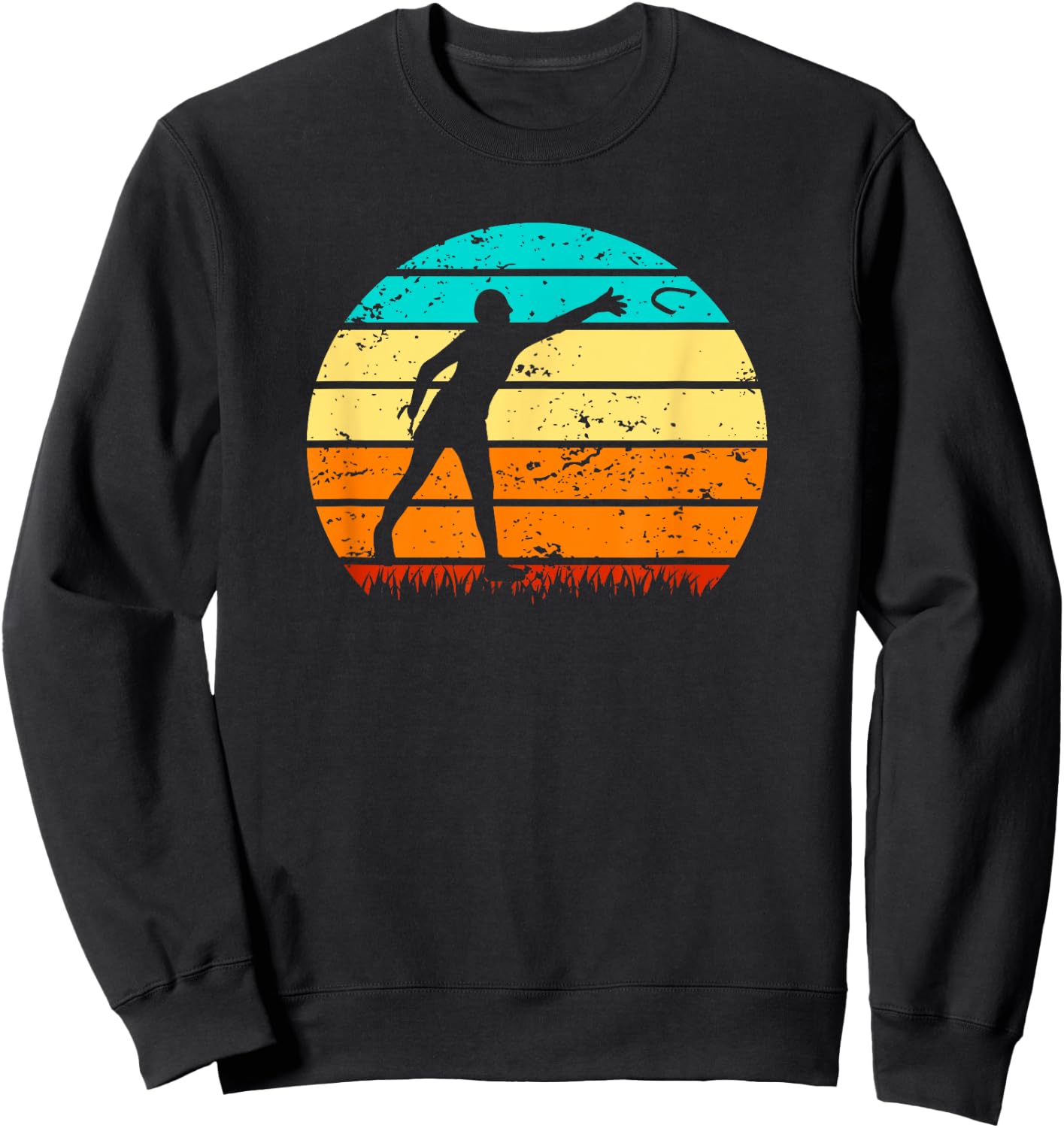 Retro Sunset Horseshoe Pitching Game Sweatshirt - Sweatshirt | Black