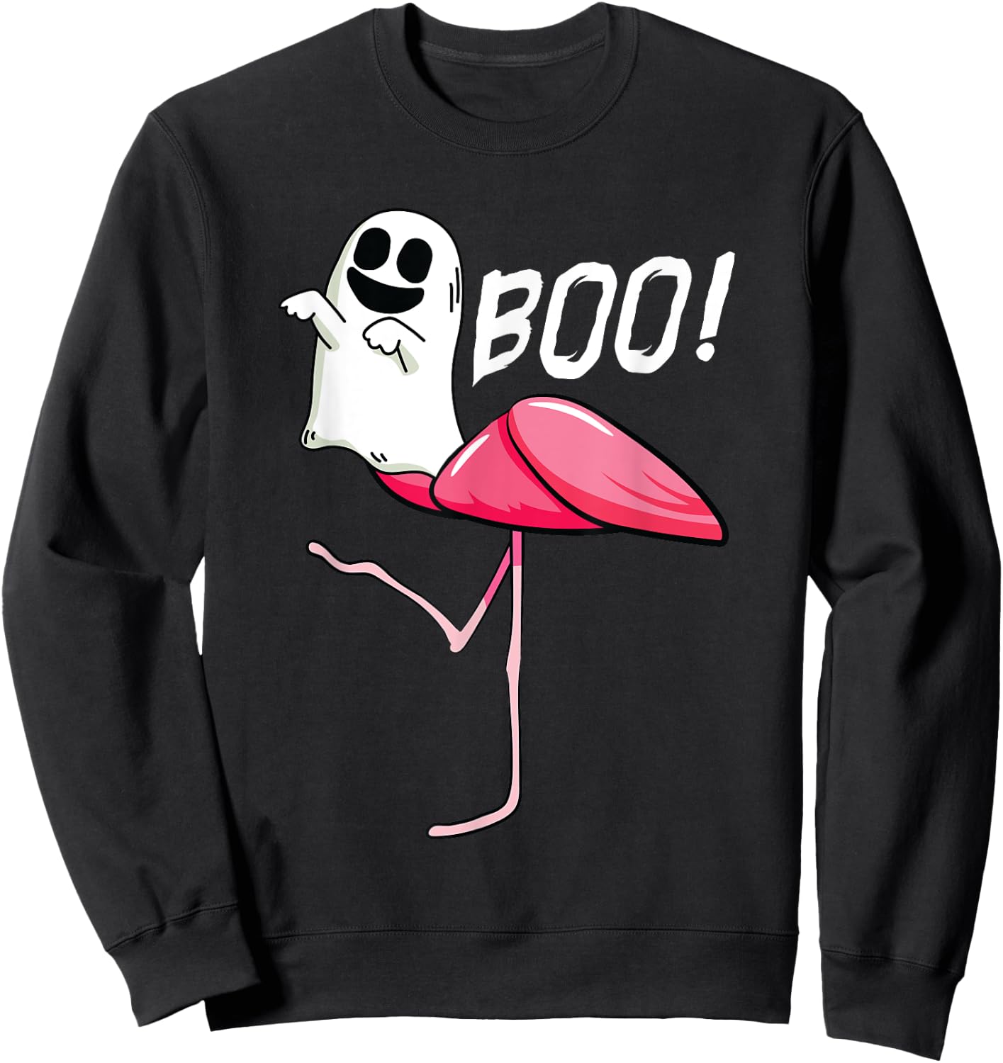 Boo Ghost Flamingo Lazy DIY Halloween Costume Funny Animal Sweatshirt - Sweatshirt | Black