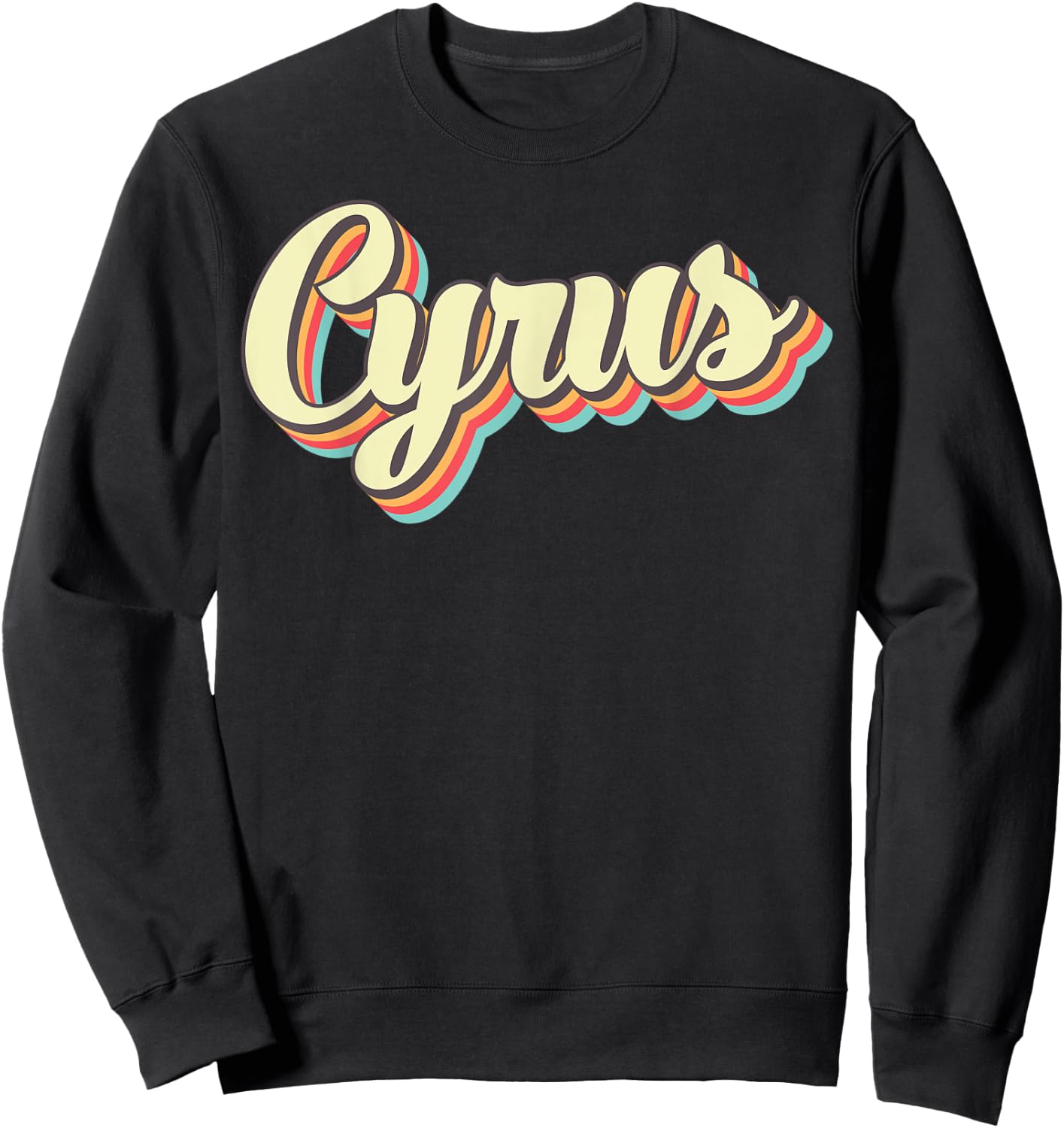 Cyrus Retro Art Baseball Font Vintage Sweatshirt - Sweatshirt | Black