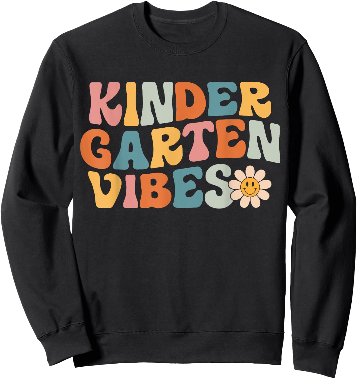 Kindergarten Vibes - Kinder Crew Retro First Day of School Sweatshirt - Sweatshirt | Black