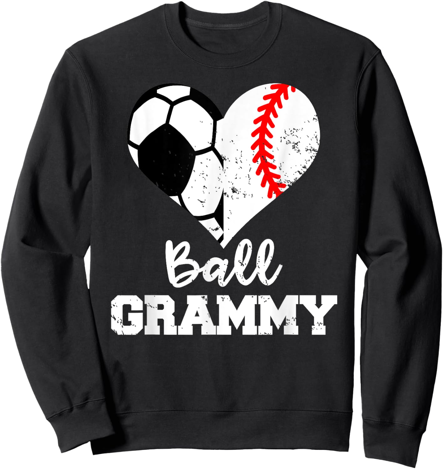 Ball Grammy Heart Funny Soccer Baseball Grammy Sweatshirt - Sweatshirt | Black