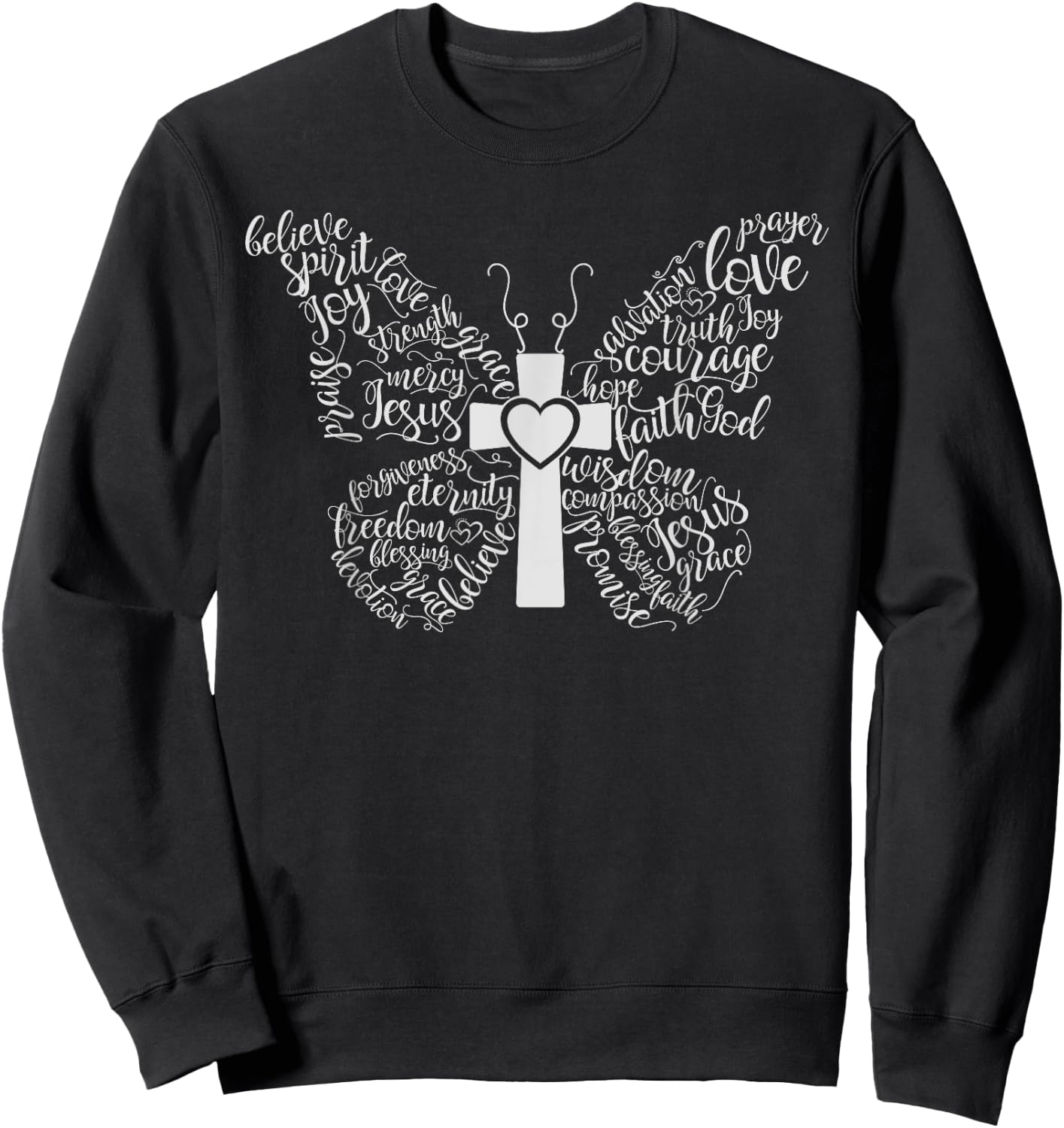 Butterfly Cross Sweatshirt - Sweatshirt | Black