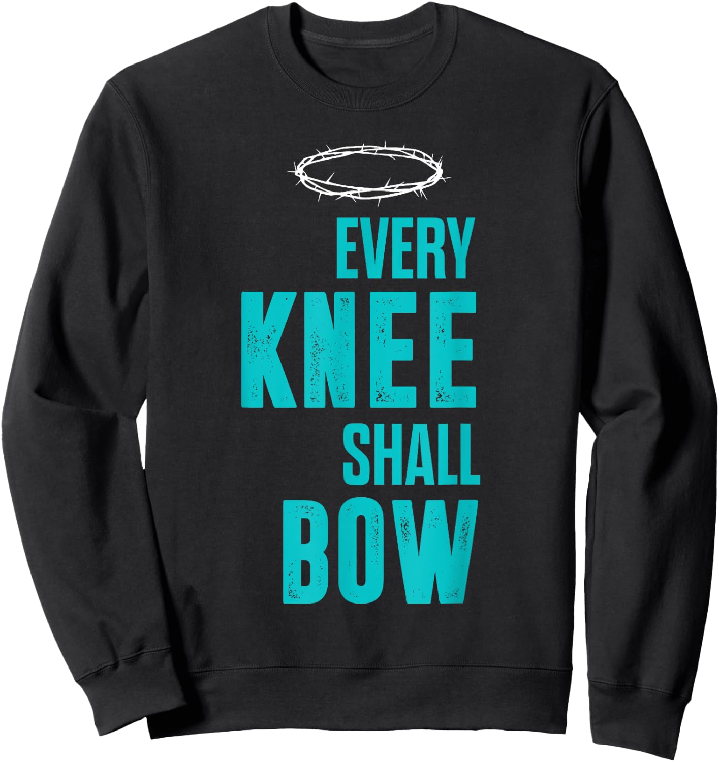 Christian Every Knee Shall Bow Romans Bible Verse Sweatshirt - Sweatshirt | Black