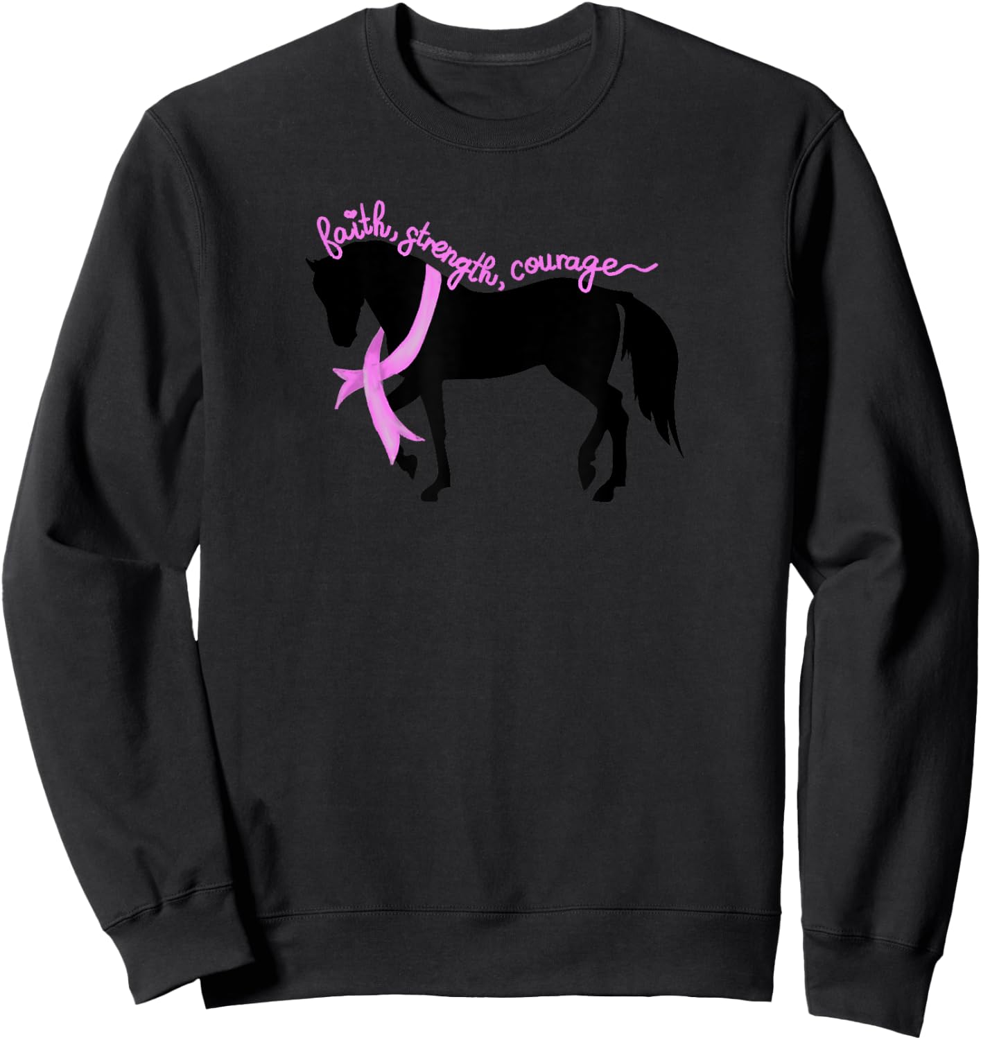 Breast Cancer with Horses and Breast Cancer Awareness Sweatshirt - Sweatshirt | Black