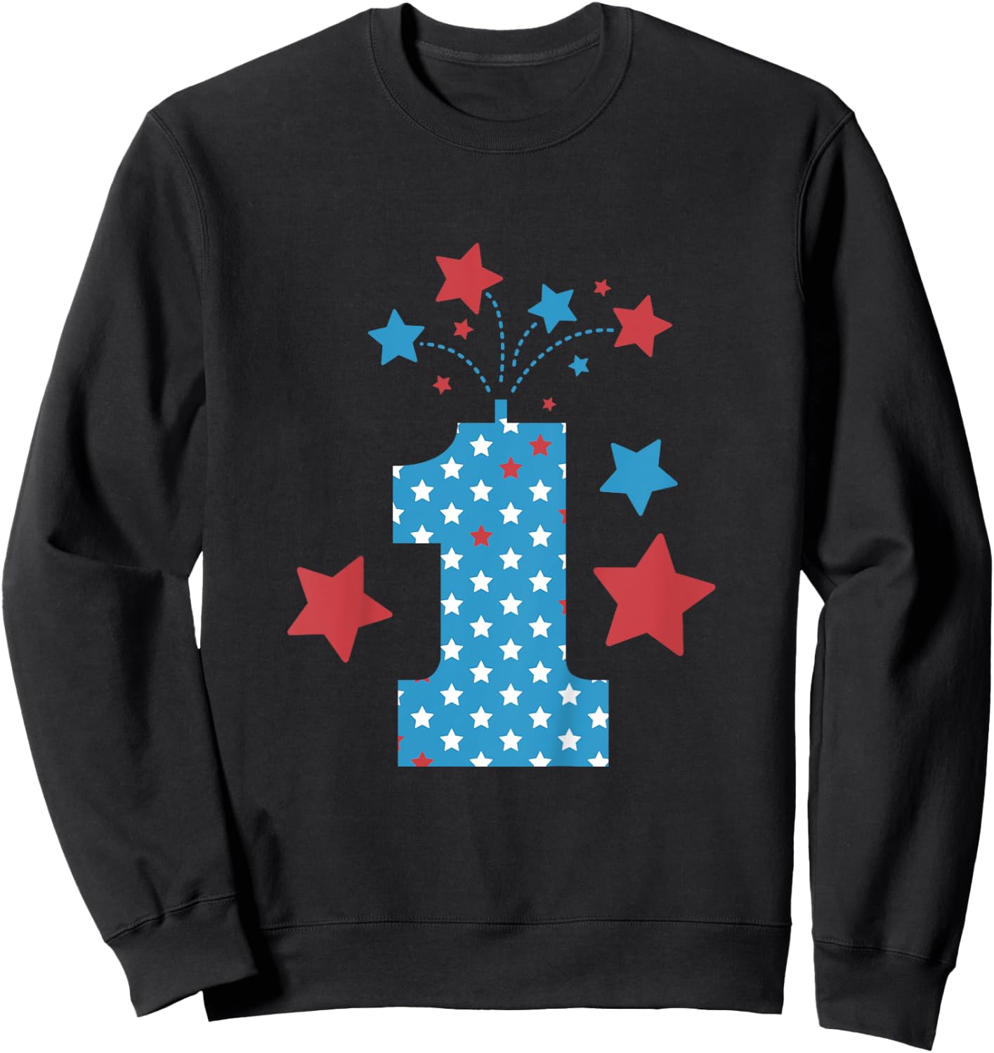 Red, White and One - 1st Birthday Patriotic Firecrackers Sweatshirt - Sweatshirt | Black