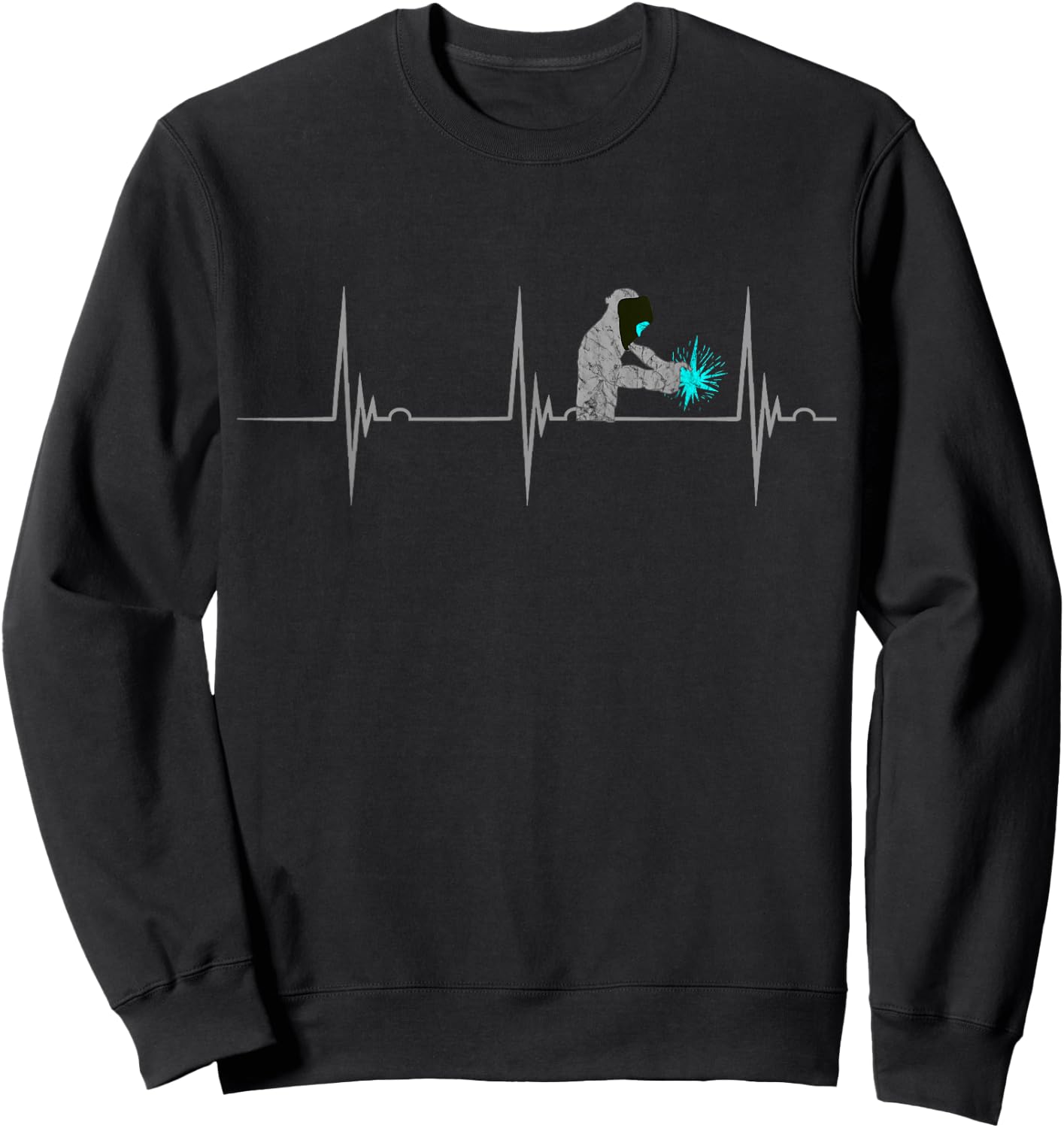 Welder Heartbeat EKG Pulse Steelworker Mig Welding Sweatshirt - Sweatshirt | Black