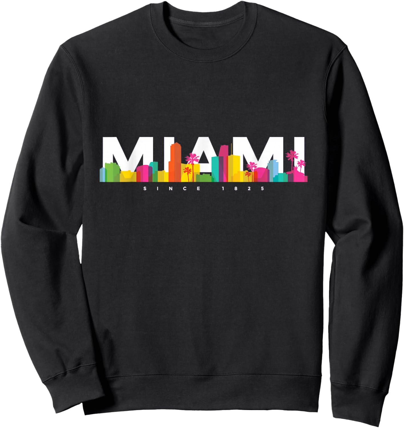 Miami Skyline Retro Vintage Florida Souvenir Gift Sweatshirt - Sweatshirt | Black