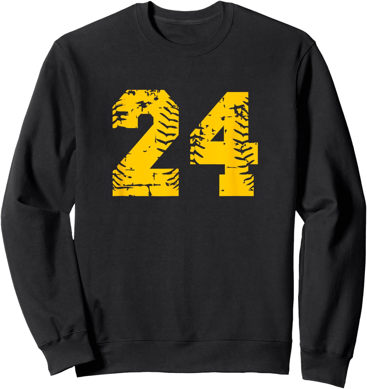 Baseball Softball Yellow Number #24 Sweatshirt - Sweatshirt | Black