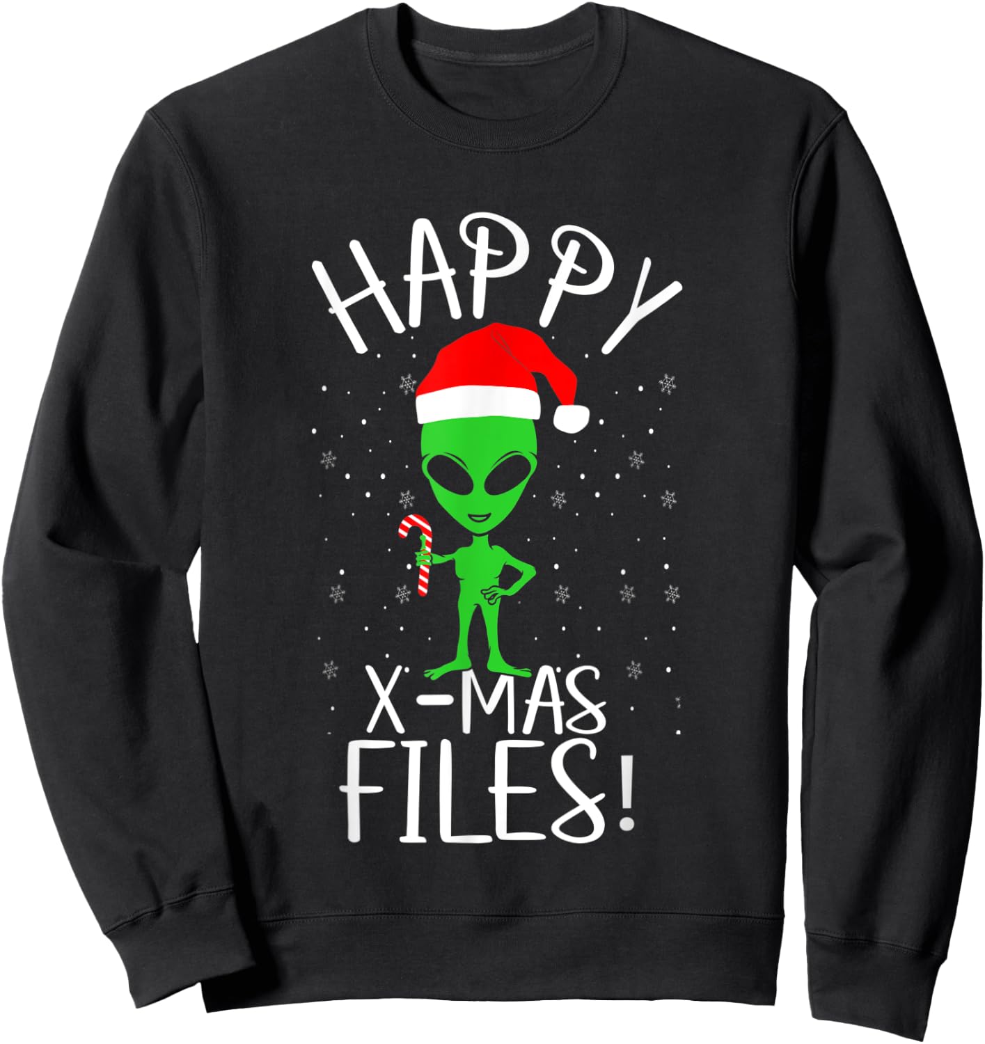 Happy X-mas Files Extraterrestrial Life Alien Beings Lover Sweatshirt - Sweatshirt | Black