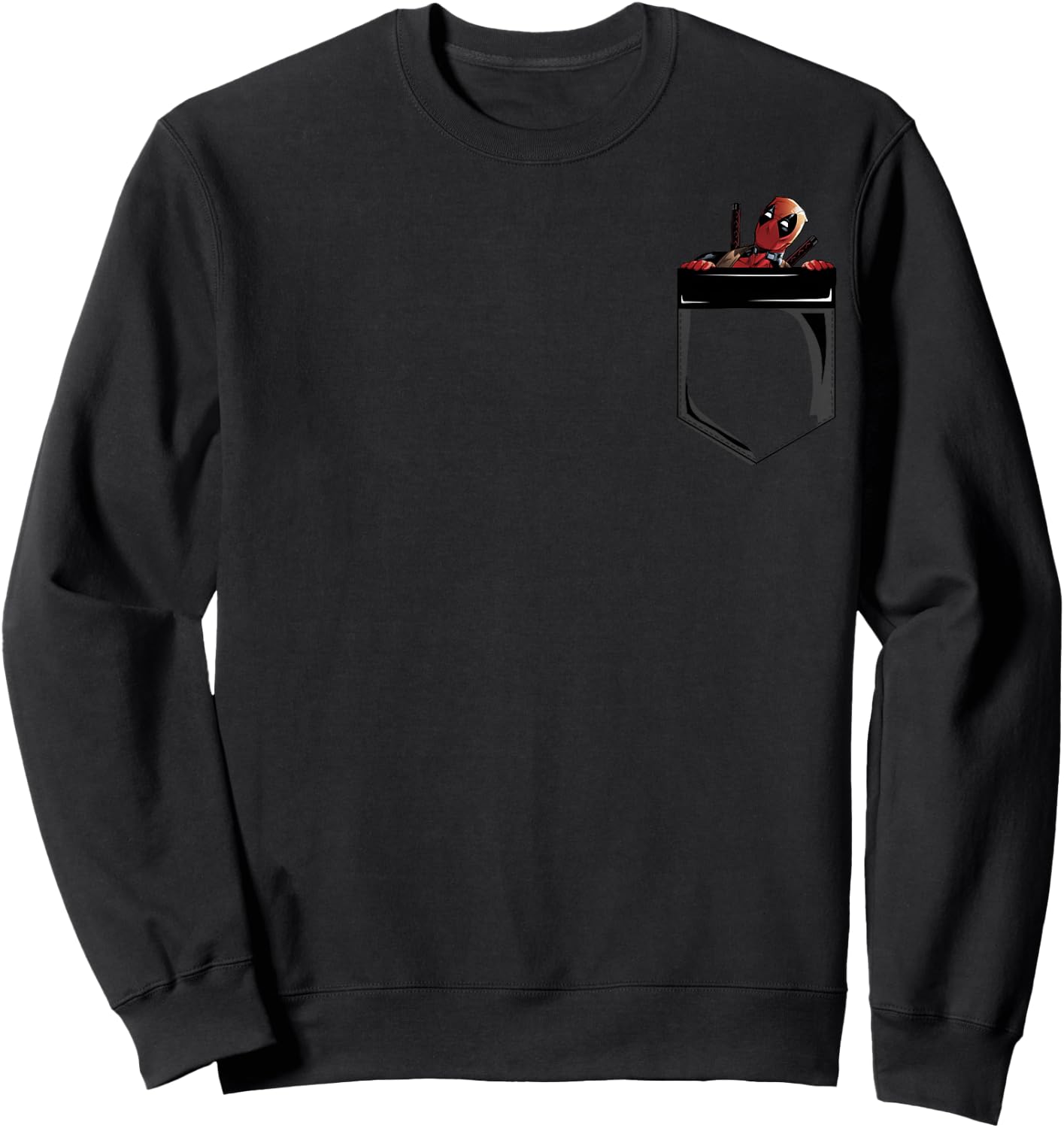 Marvel Deadpool Peekaboo Faux Pocket Graphic Sweatshirt - Sweatshirt | Black