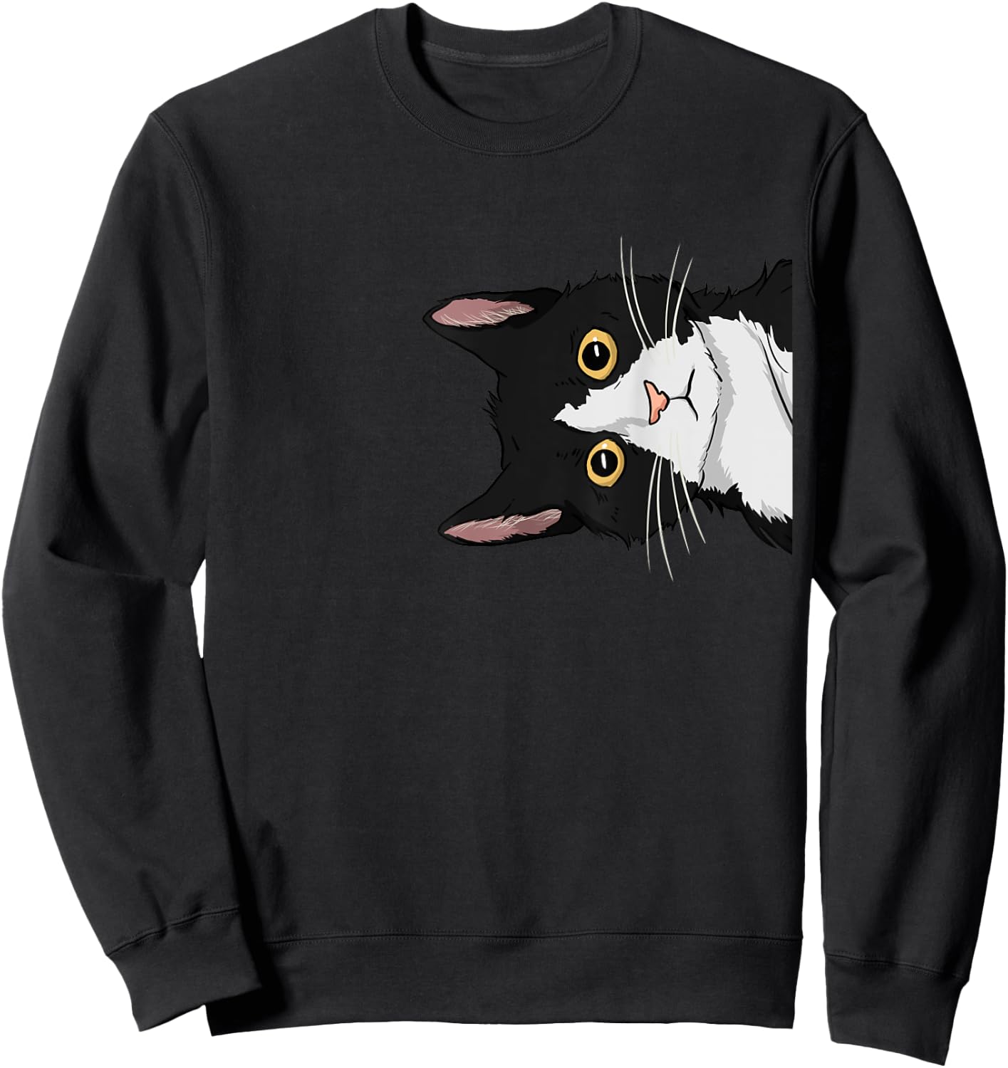 Peeking Tuxedo Cat Lady Gift Cat Mom Cute Tuxedo Cat Sweatshirt - Sweatshirt | Black