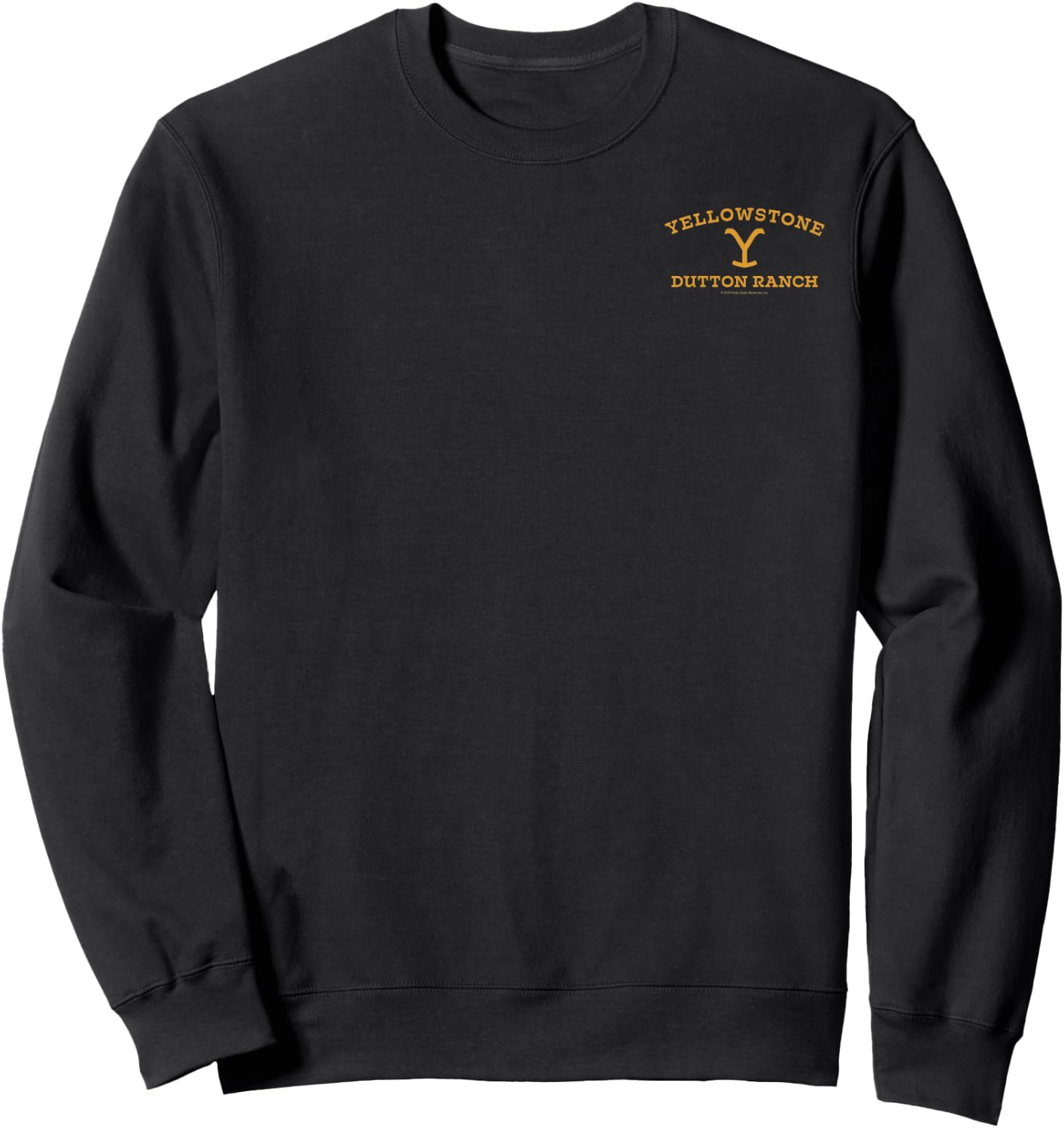 Yellowstone Dutton Ranch Gold Pocket Logo Short Sleeve Sweatshirt - Sweatshirt | Black