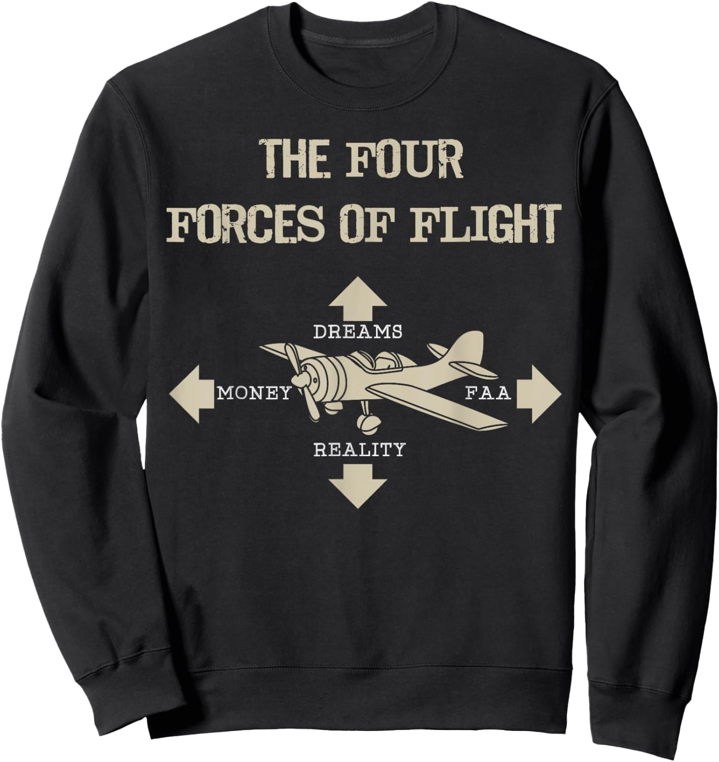 Four Forces Of Flight Dreams Money Reality FAA Shirt Gift Sweatshirt - Sweatshirt | Black