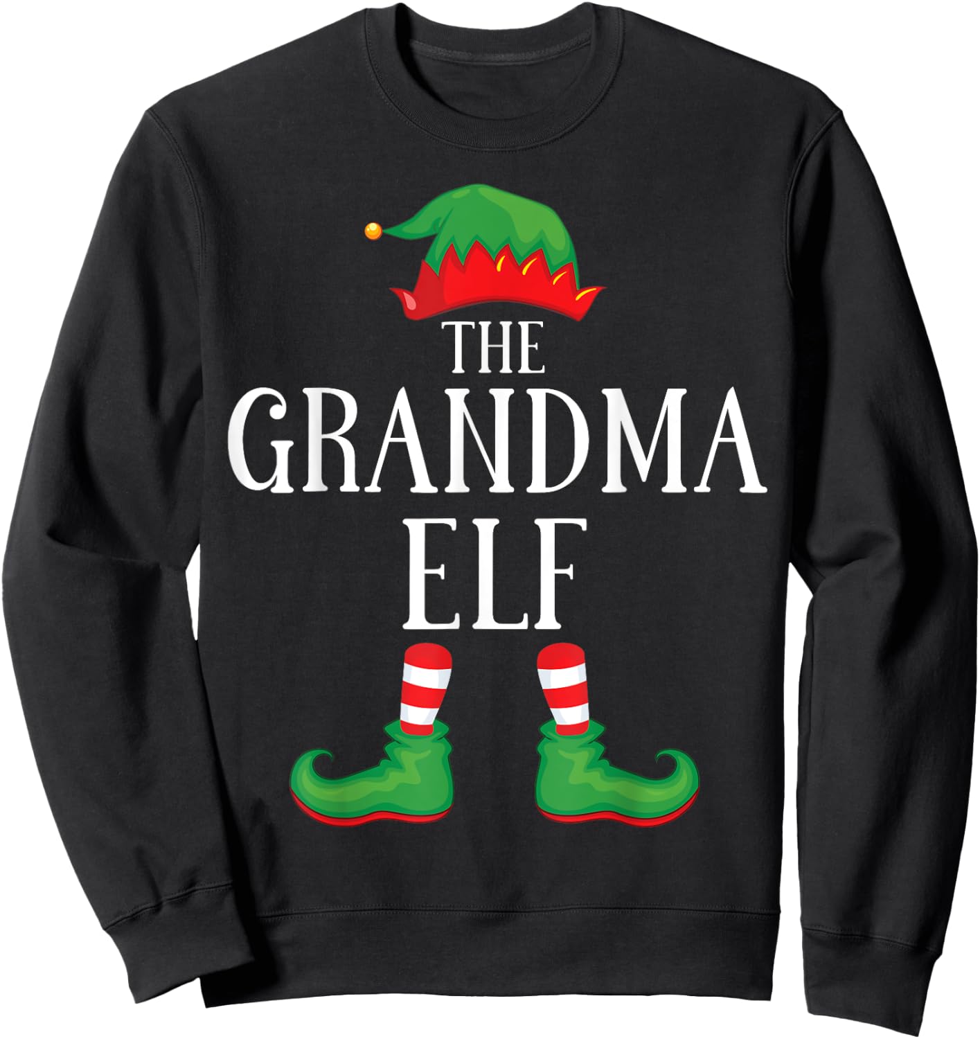 Grandma Elf Matching Group Xmas Funny Family Christmas Sweatshirt - Sweatshirt | Black