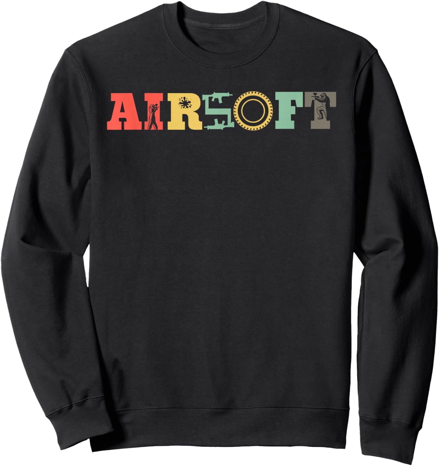 Retro Airsoft Vintage Milsim Weapon Airsoft Team Airsoft Sweatshirt - Sweatshirt | Black