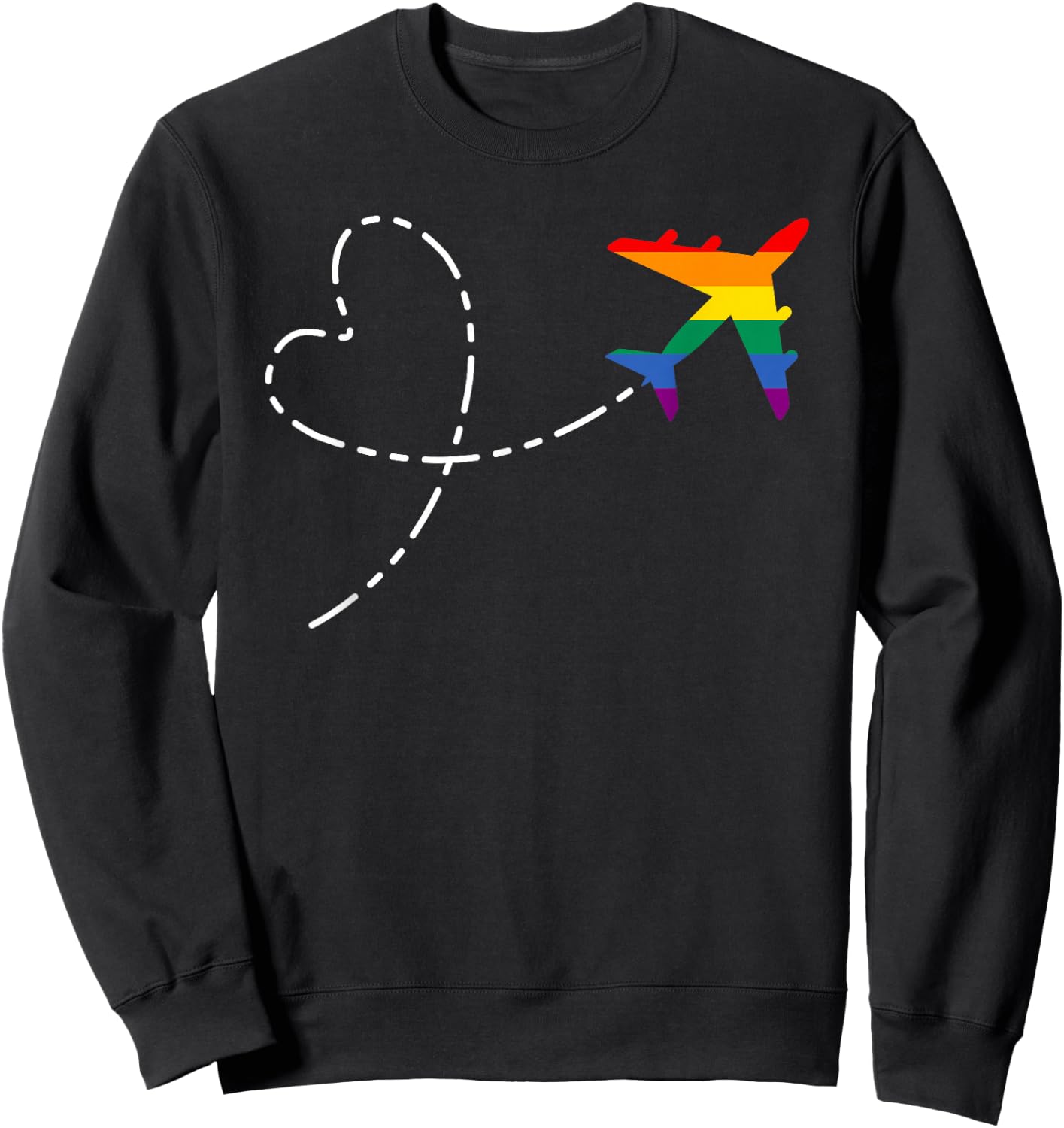 Airplane Rainbow Flag Flight Attendant Pilot LGBT Gay Pride Sweatshirt - Sweatshirt | Black