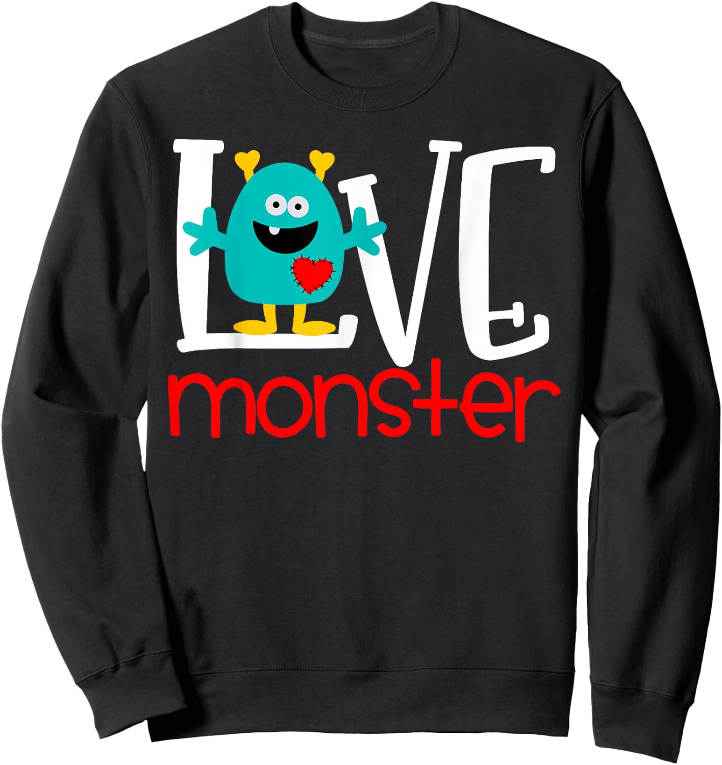 Cute Love Monster Valentine Sweatshirt - Sweatshirt | Black