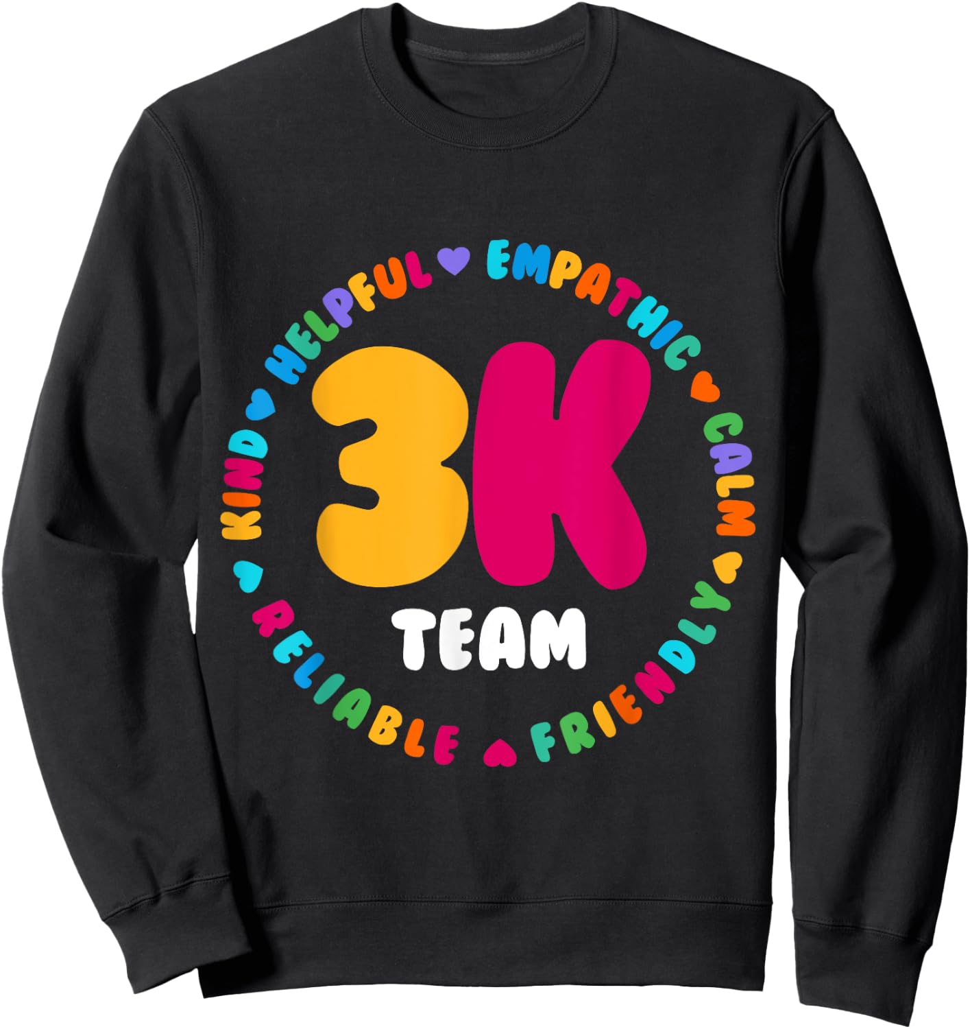 3K Team & Teacher Squad Threes Crew PreK Elementary Team Sweatshirt - Sweatshirt | Black