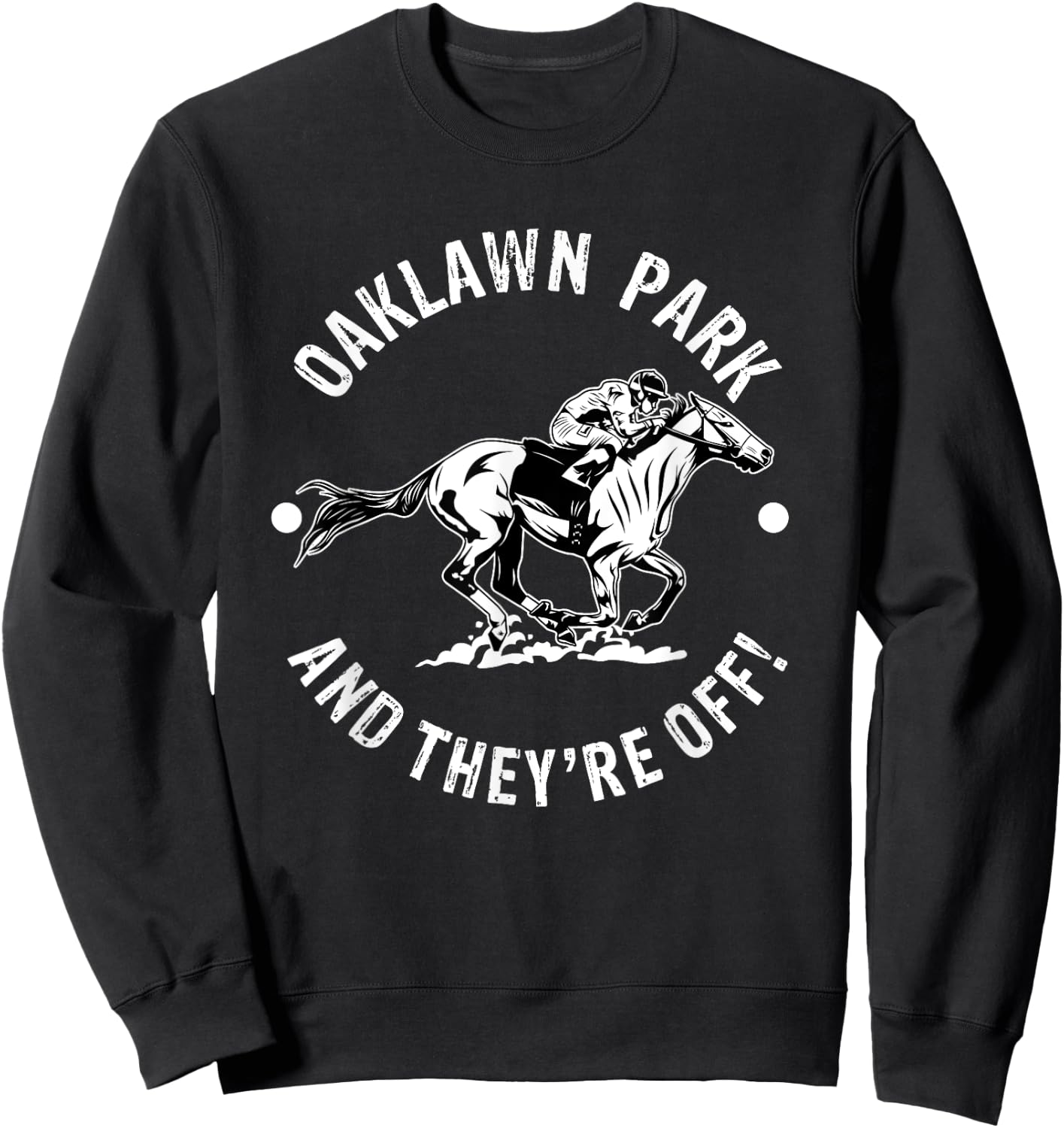 Horse Racetrack Designs Oaklawn Park AR Derby - Men's 3X-Large Black Short Sleeve Horse Racing Fan Equestrian AR Derby Sweatshirt - Sweatshirt | Black