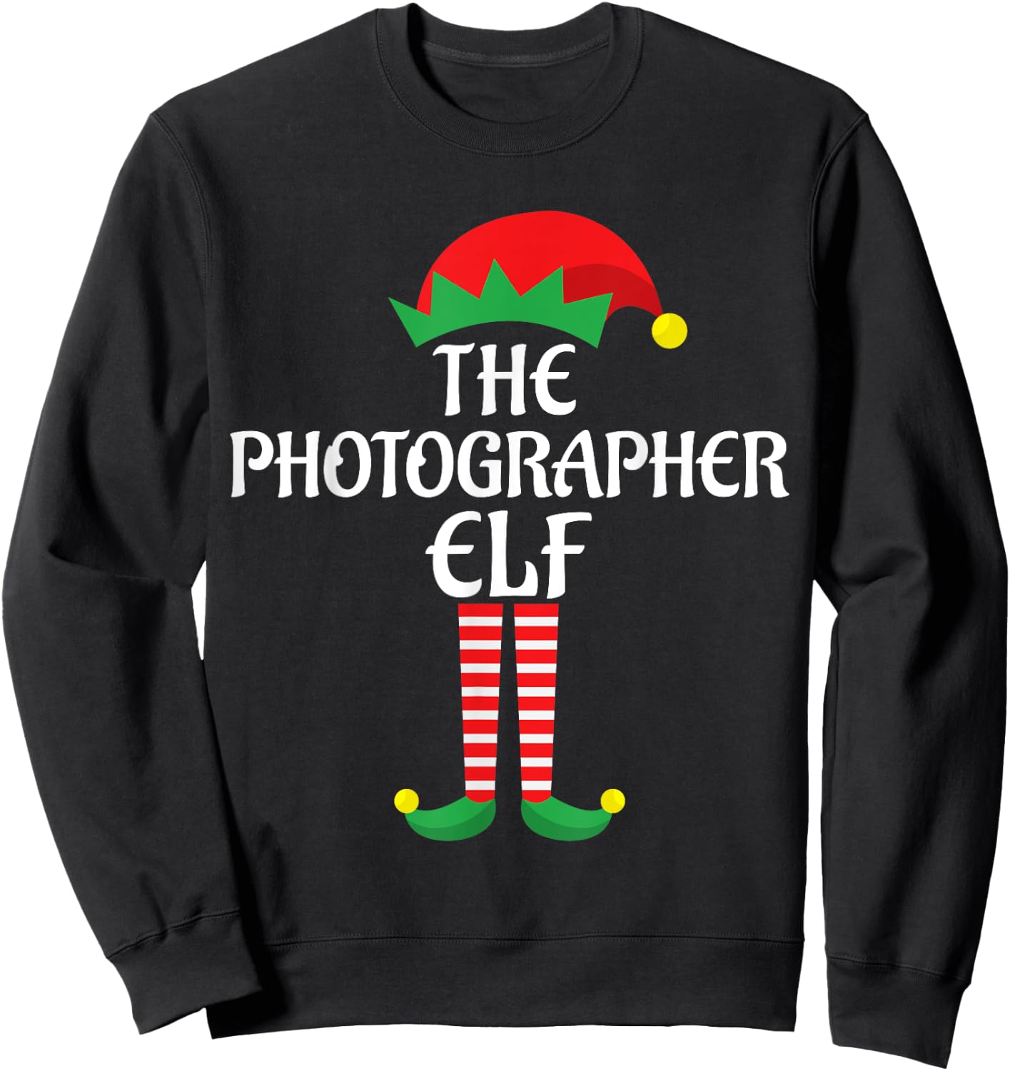 Photographer Elf Christmas Theme Family Group Matching Xmas Sweatshirt - Sweatshirt | Black