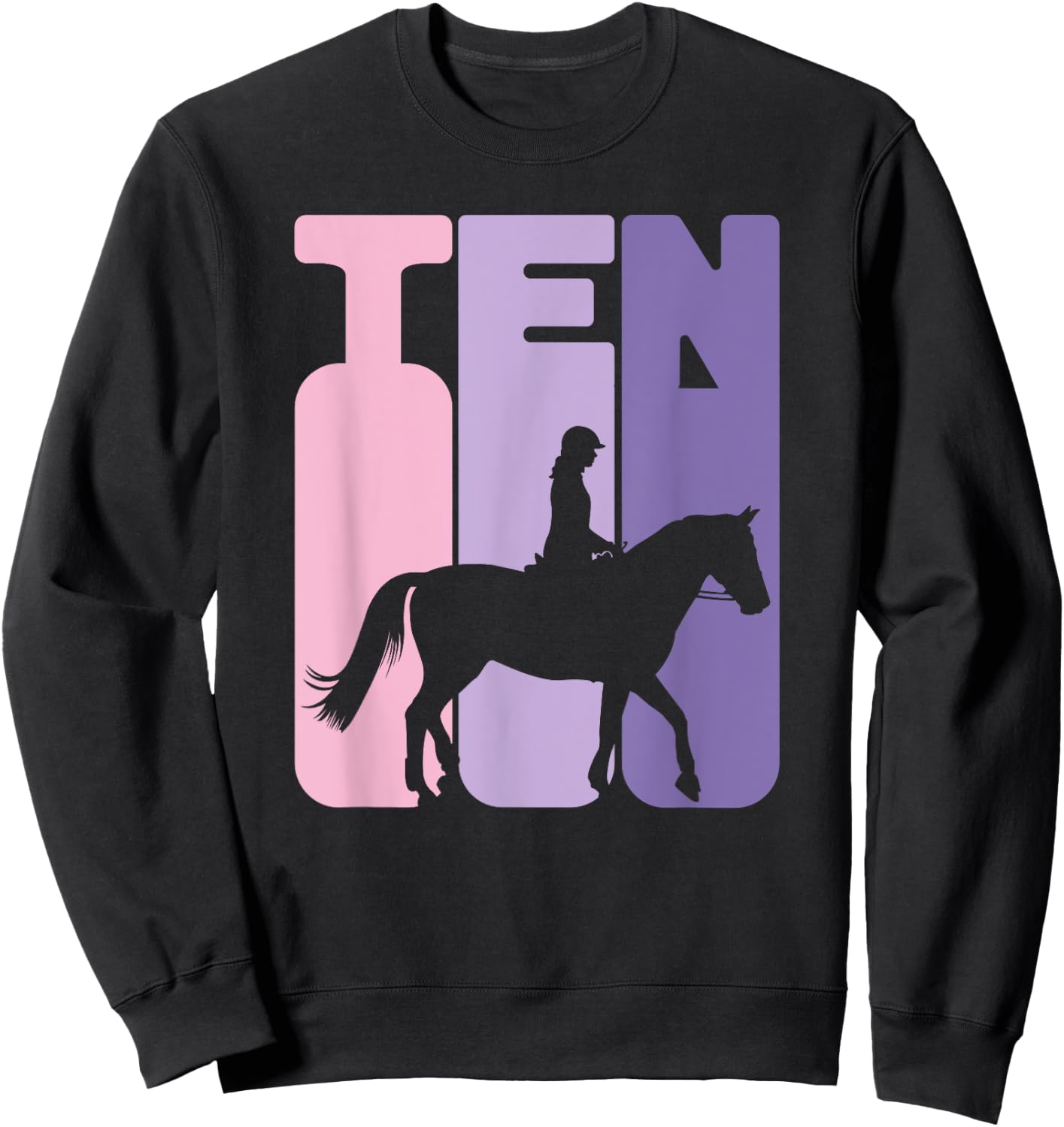 10th Birthday Horse Rider Girl Horse Fan 10 Years Girl Sweatshirt - Sweatshirt | Black