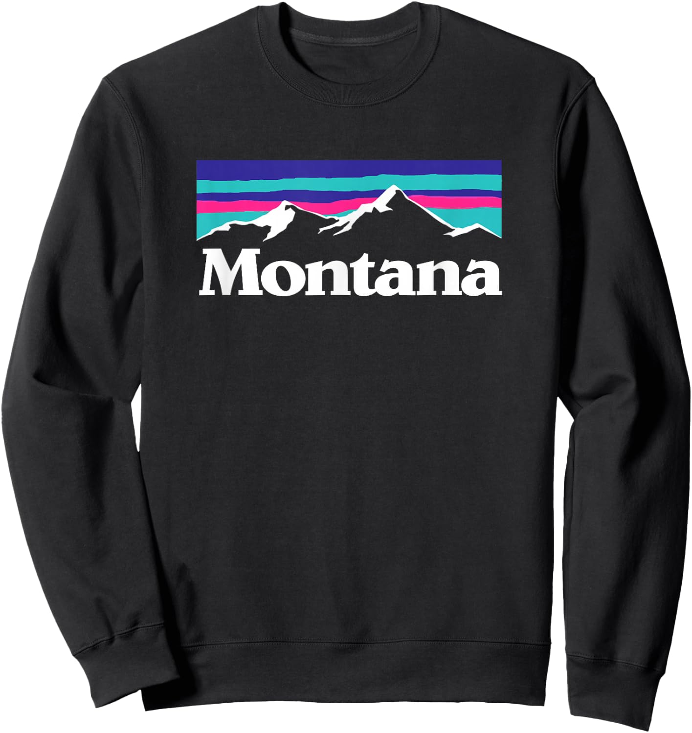 Montana Retro Vintage Mountain Outdoors State Graphic Sweatshirt - Sweatshirt | Black