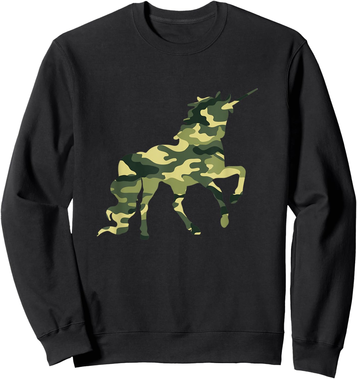 Funny Military Unicorn Gift Cute Camo Graphic Army Unicorn Sweatshirt - Sweatshirt | Black