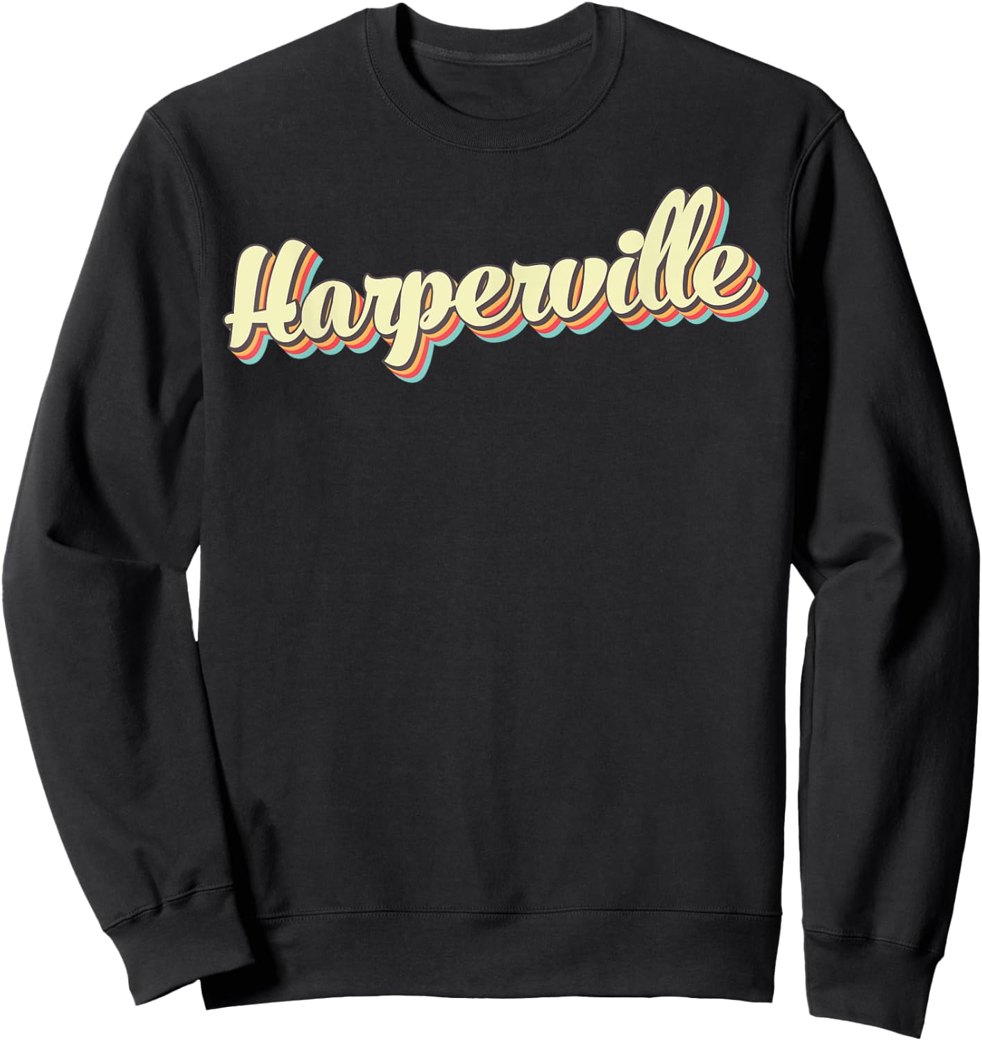 Harperville Retro Art Baseball Font Vintage Sweatshirt - Sweatshirt | Black
