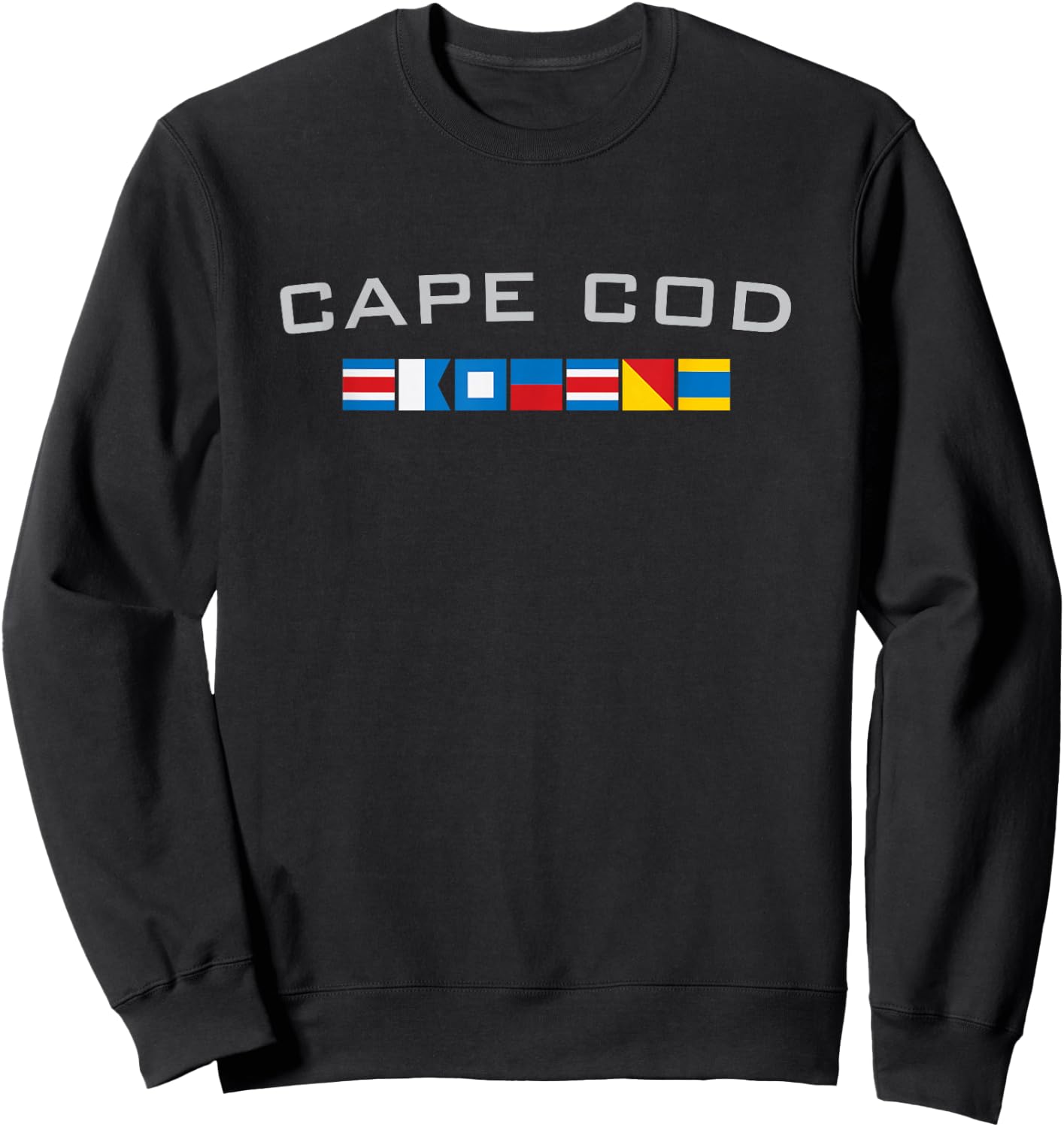 Cape Cod Massachusetts Souvenir Nautical Flags Sweatshirt - Sweatshirt | Black
