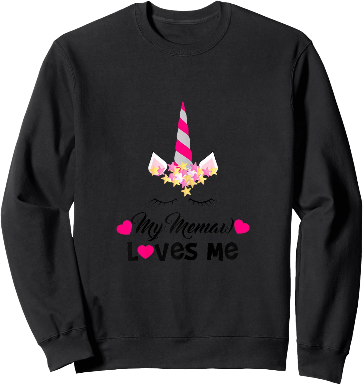 My Memaw Loves Me Unicorn Granddaughter Sweatshirt - Sweatshirt | Black