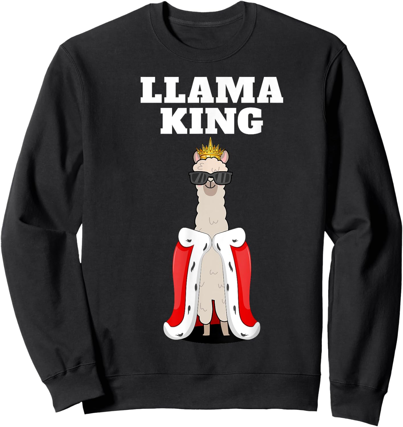 Llama King | Boys Llama | Llama , Black Sweatshirt - Sweatshirt | Black
