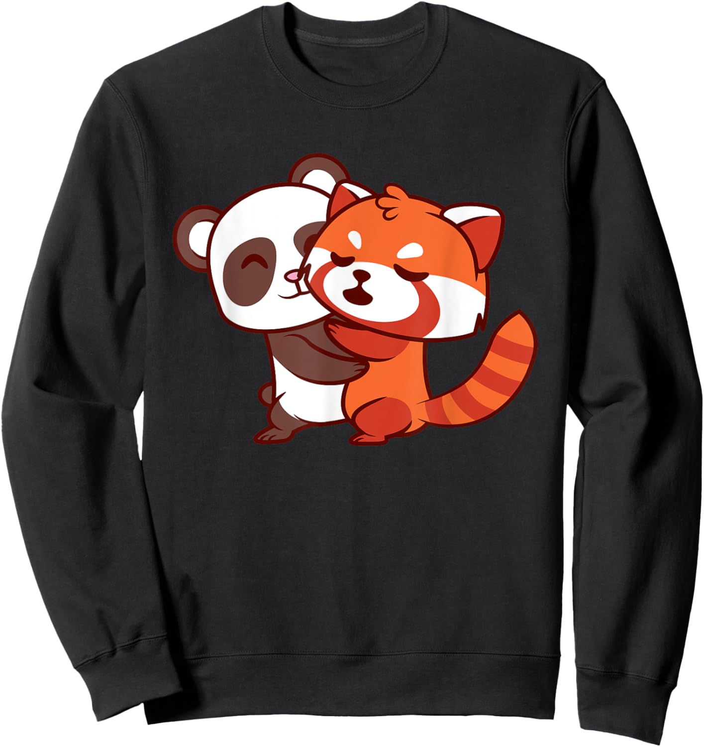 Funny Red Panda Kawaii Bear Japanese Cute Animal Lover Gifts Sweatshirt - Sweatshirt | Black