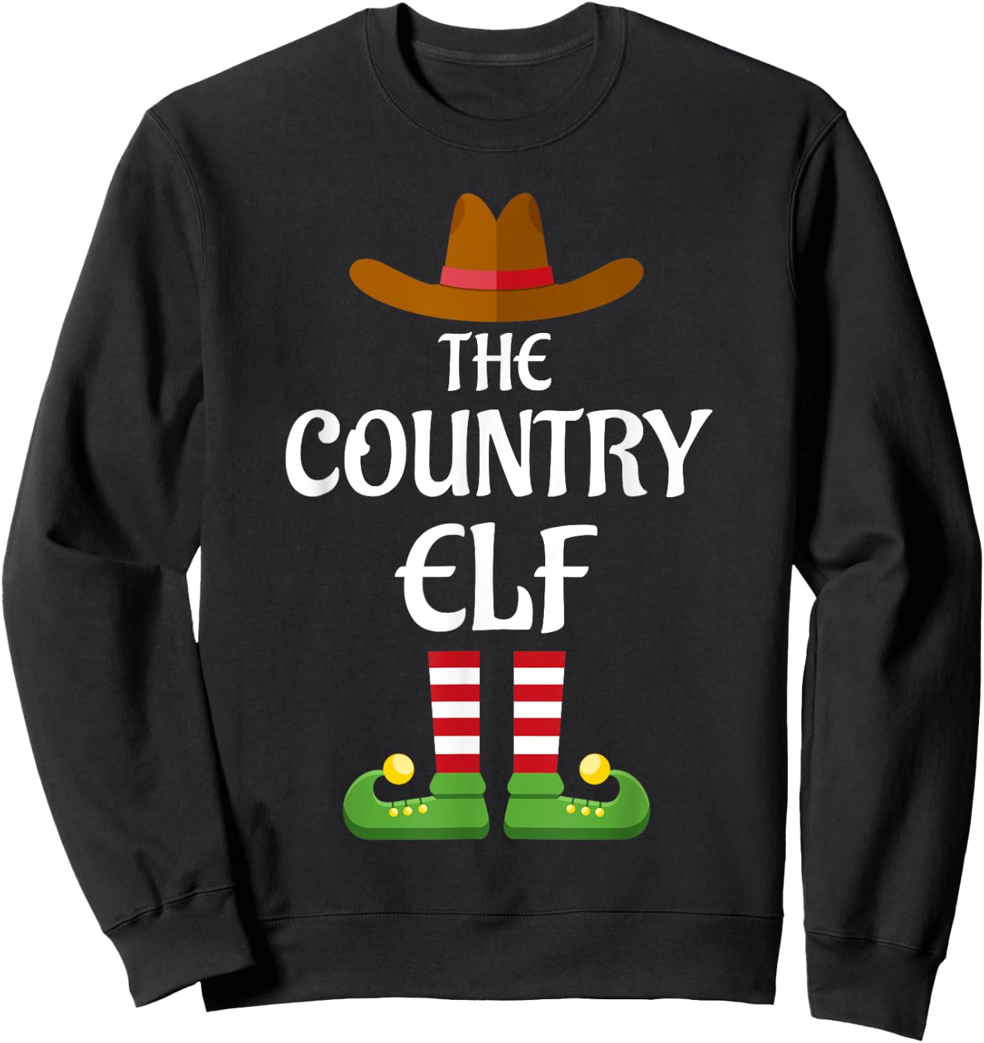Country Elf Family Matching Group Christmas Cowboy Sweatshirt - Sweatshirt | Black