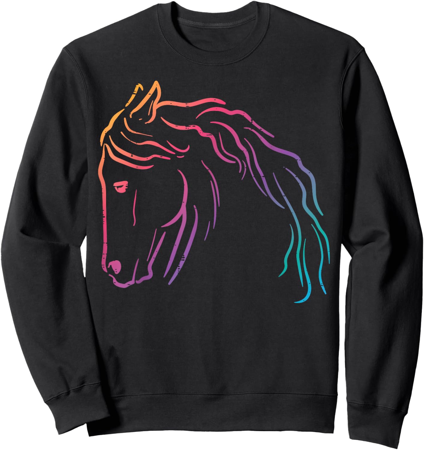 Colorful Horse Head Minimal Art Equestrian Men Women Kids Sweatshirt - Sweatshirt | Black